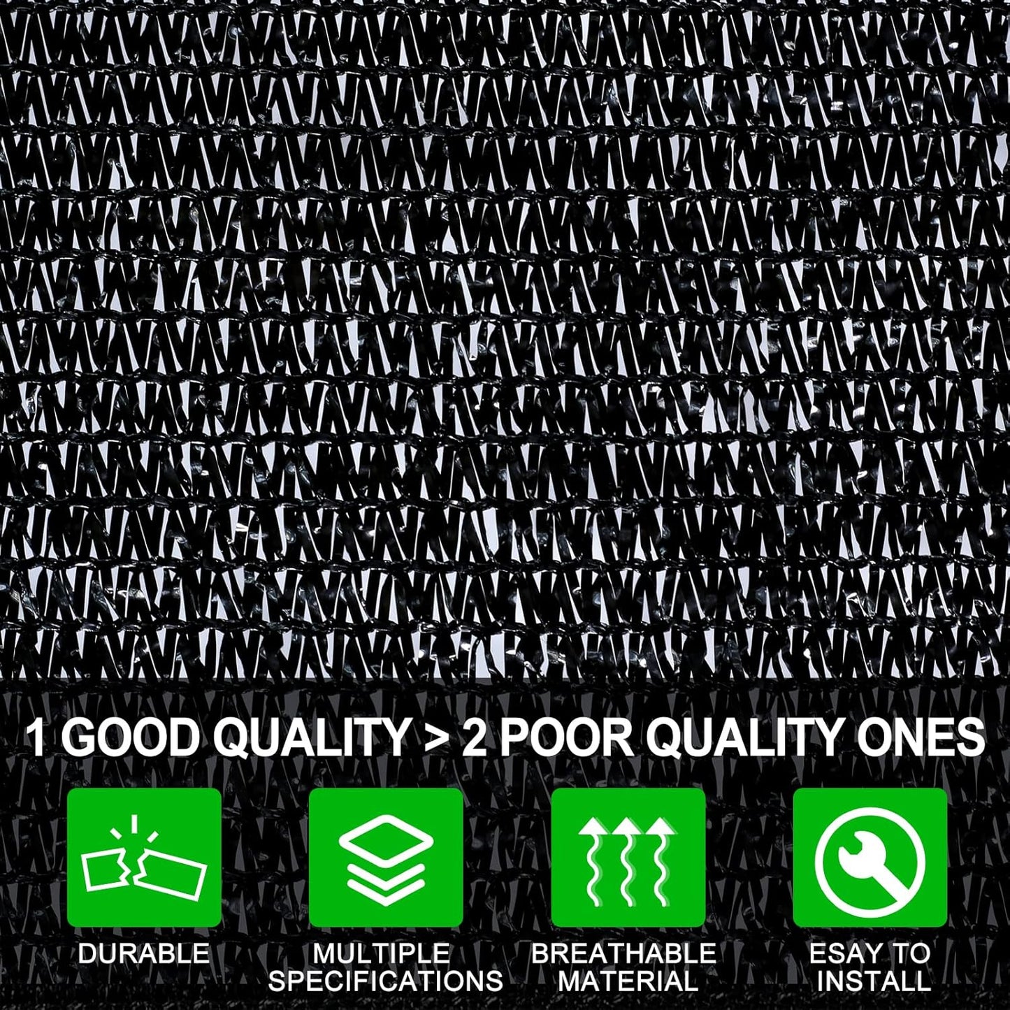 Agfabric 70% 6X 12ft Sunblock Shade Cloth with Grommets for Garden Patio, Black