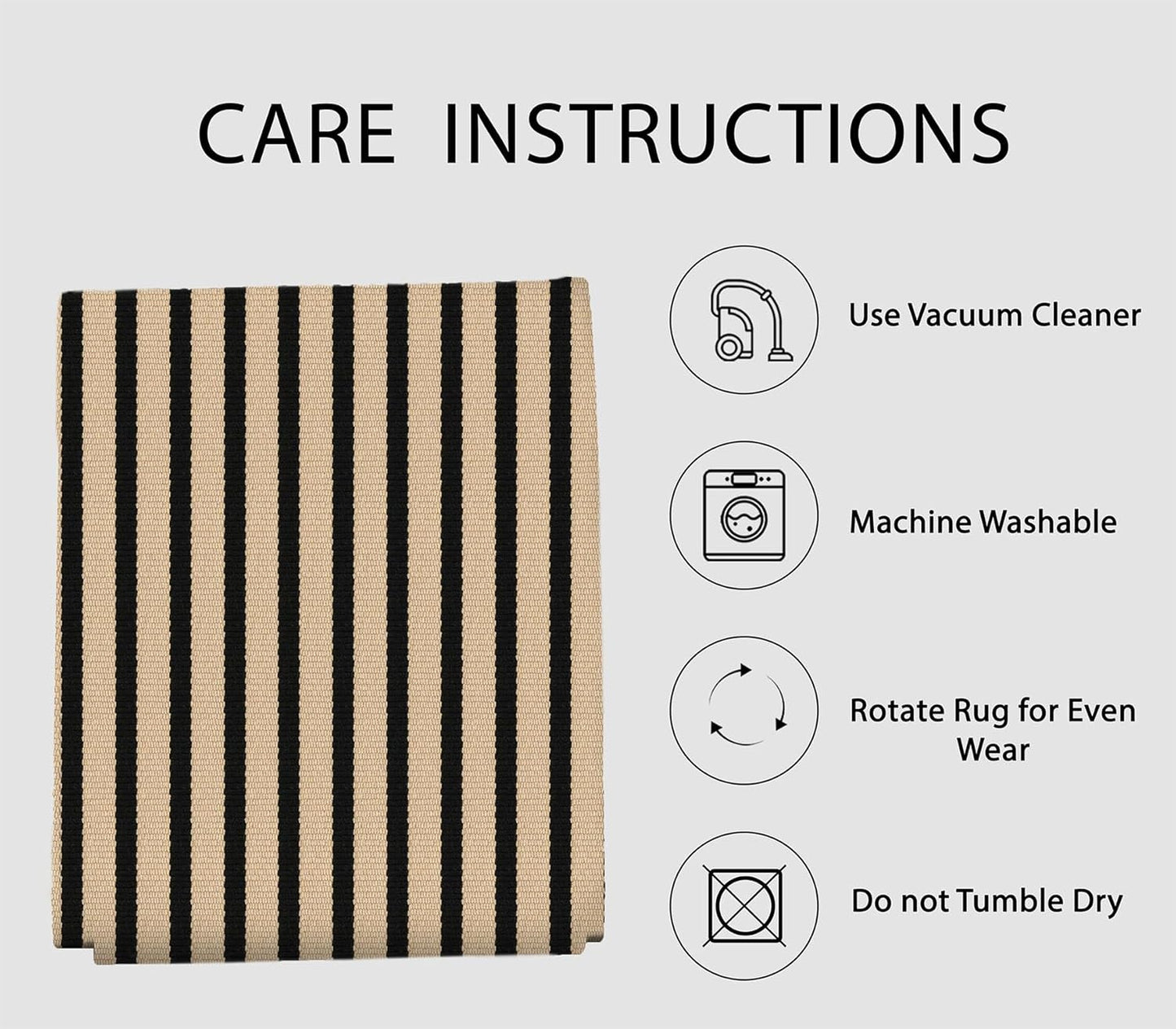 IOHOUZE Striped Area Rug 2.3'x3.6' Front Door Rugs Small Washable Area Rug for Front Porch, Spring Summer Welcome Door Mats Outdoor Indoor, Doormat for Entryway Porch Entrance, Tan/Black