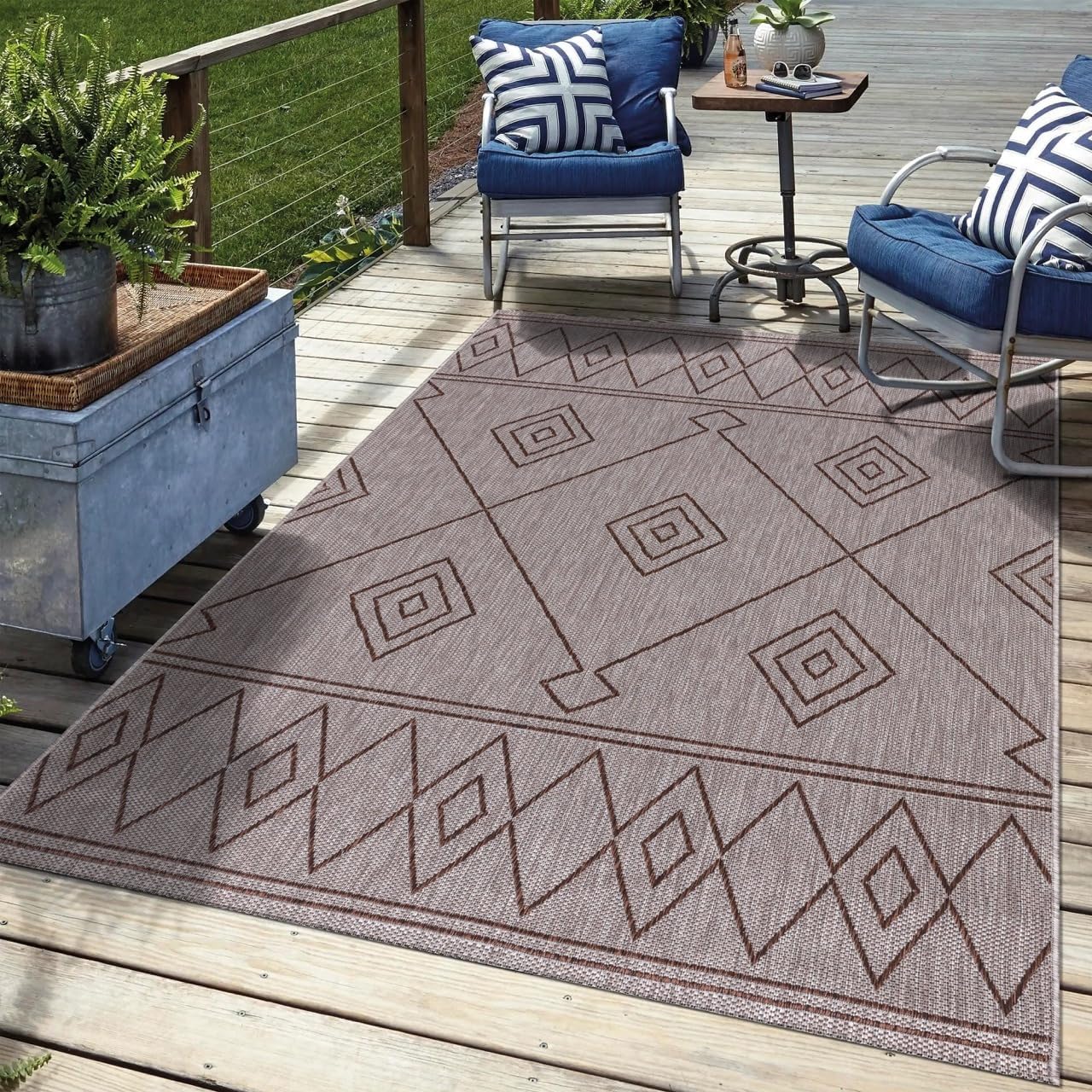 Keen Home Design Terrace Outdoor Throw Rug - 3x5 Washable Indoor/Outdoor Rug for Patio, Kitchen, Balcony, Beach, Garden, Deck and Porch, Size: 3'x5'