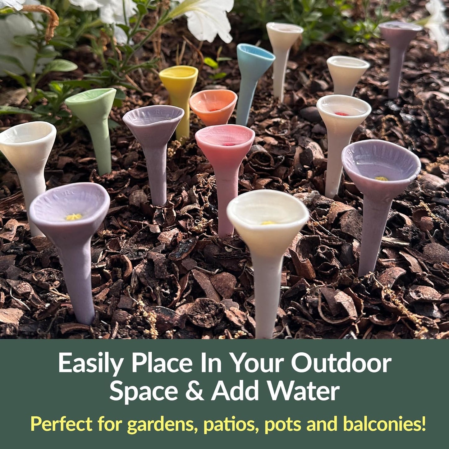 5 Pack, Bee Watering Station, 100% Handmade from Porcelain, Bee and Butterfly Feeder for Garden, Outdoor Feeder for Thirsty Pollinators, Plastic Free, Pollinator Attracting Glaze (5, Agave)