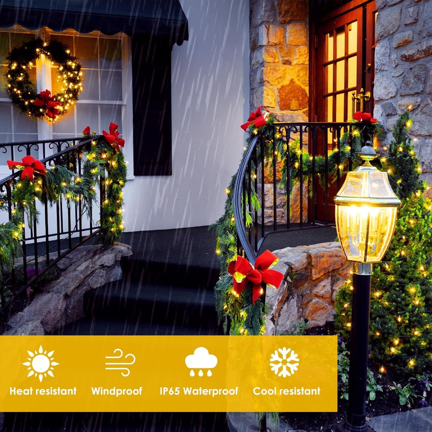 2-Pack Solar String Lights for Outside, Total 200LED Solar Fairy Lights Waterproof, Outdoor Twinkle Light Copper Wire 8 Modes Fairy Light for Xmas Tree Party Wedding Decor (Warm White)