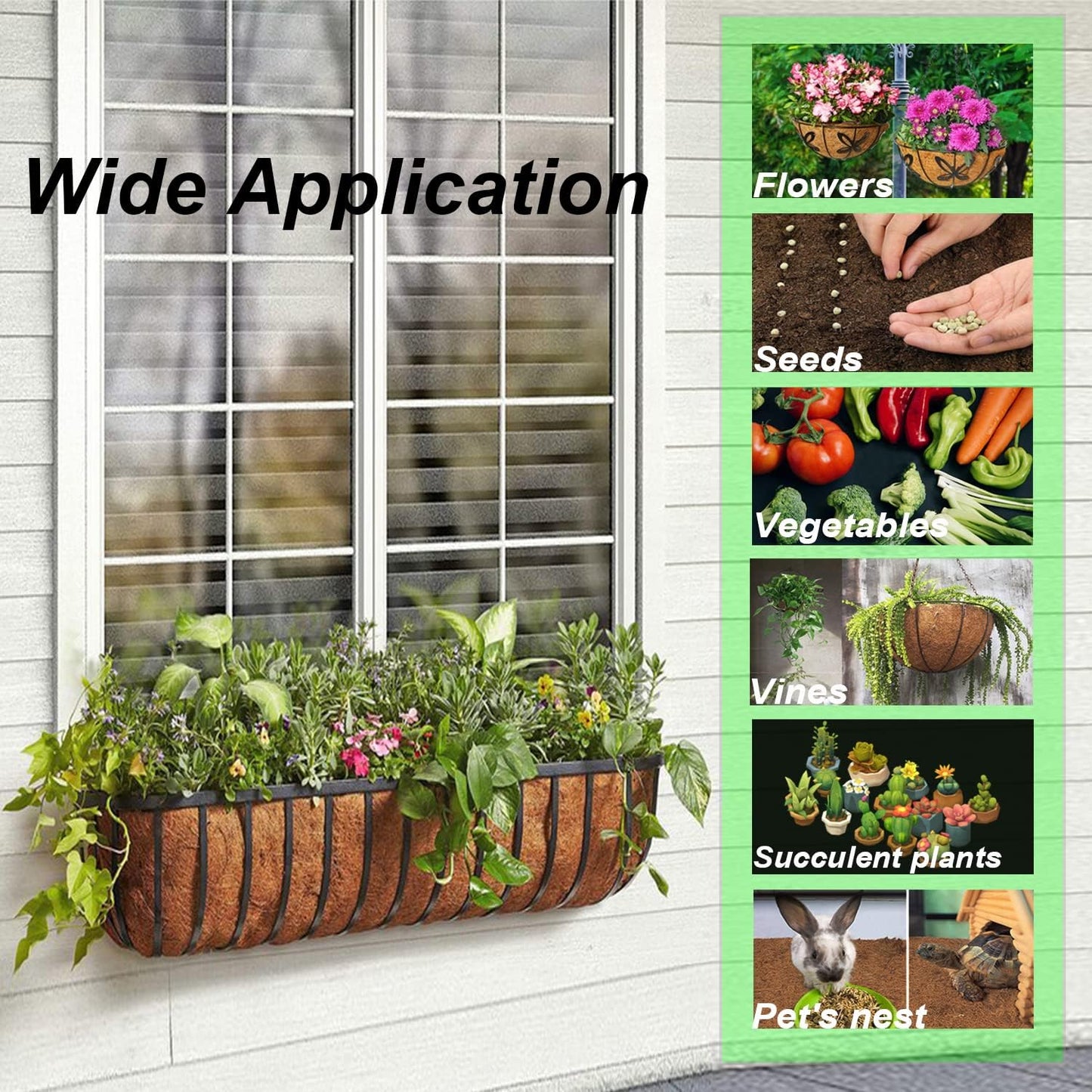 EROCK 2PCS Coco Liner Trough Coco Liner for Planters, 24/30/36/48 inch Half Moon Shape Trough Coco Coir Coconut Fiber Replacement Liner for Window Box, Wall Trough Planter (48inch-2pcs)