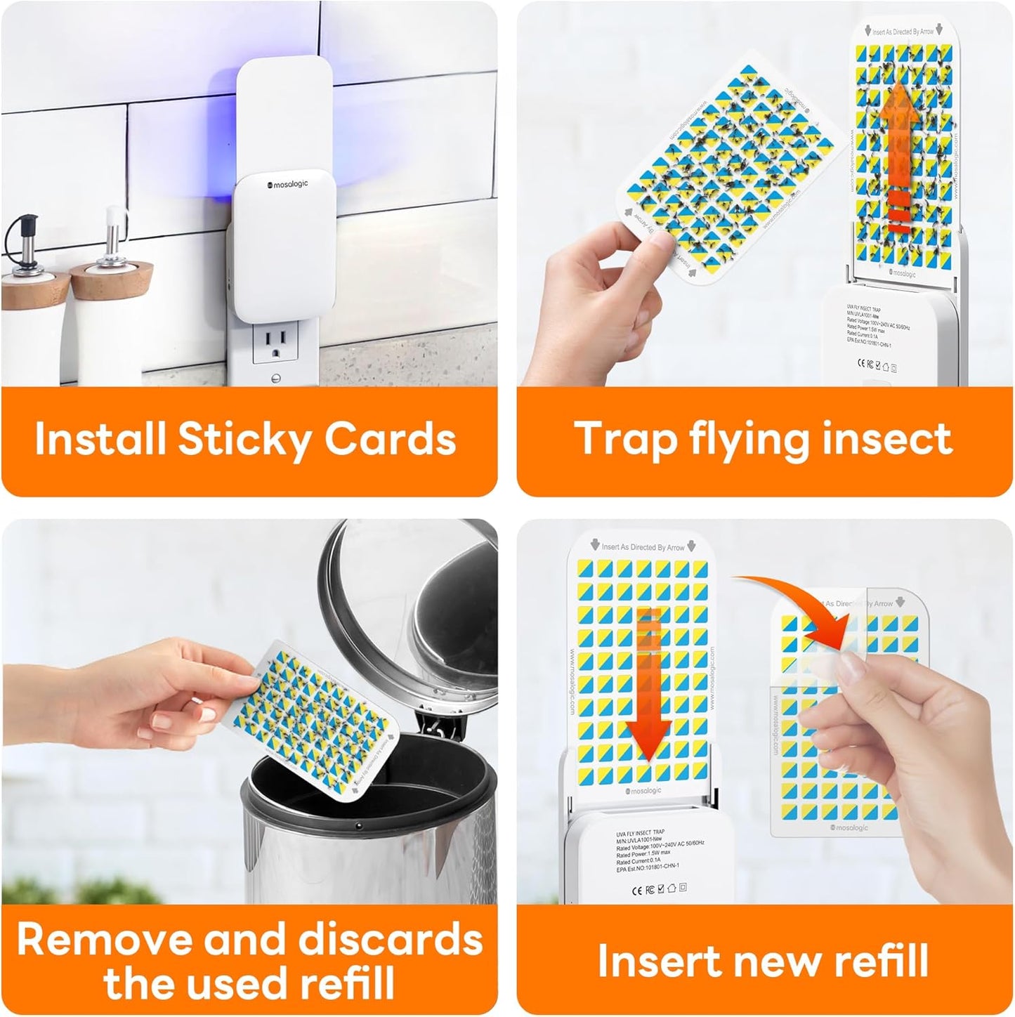 Mosalogic Fruit Fly Traps for Indoors Gnat Trap for House Indoor- 600 Sqft Protection Area UV Fly Insect Trapper for Fruit Flies，Gnat，Mosquito，and Other Flying Insect Plug in Bug Killer White