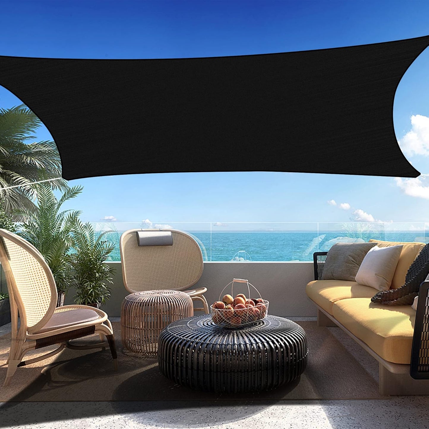 17' x 24' Black Rectangle Sun Shade Sail SSP1212 Canopy Durable Fabric UV Block Awning We Make Custom Orders