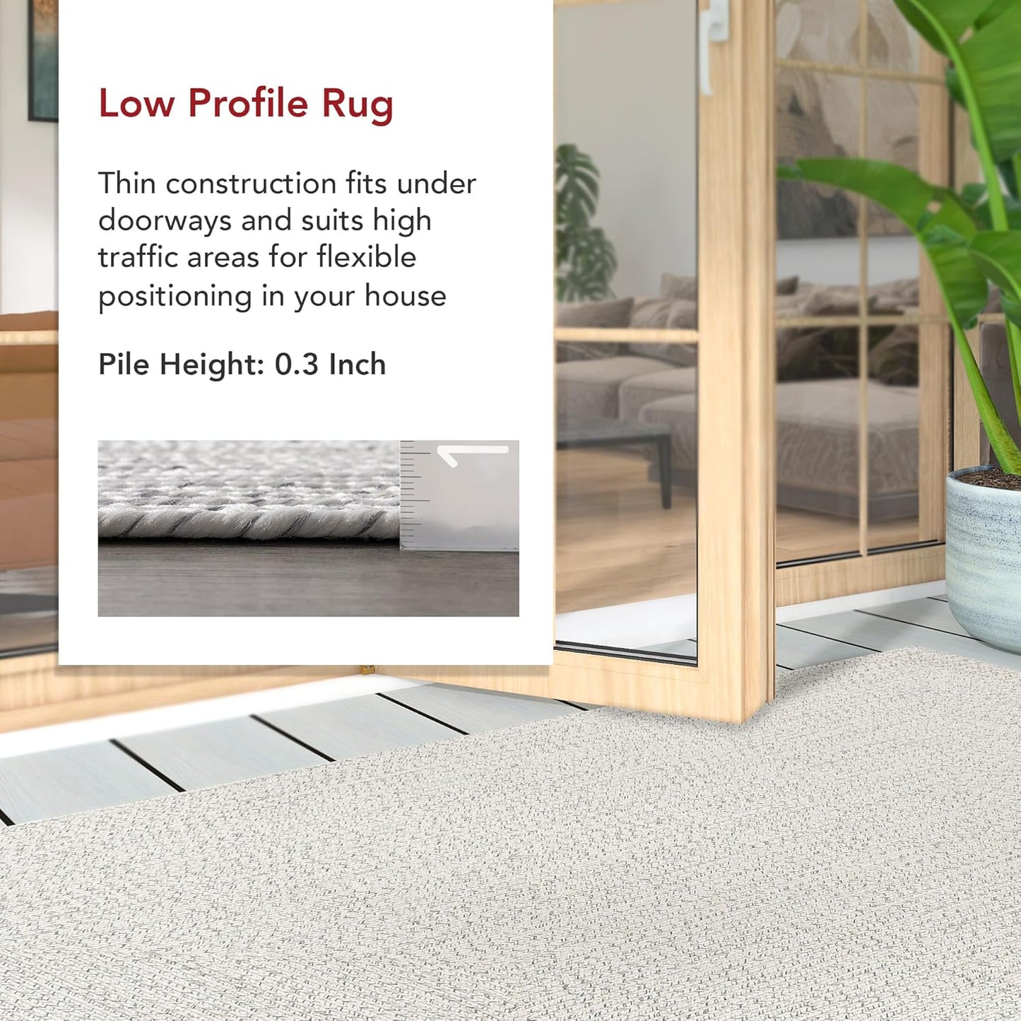nuLOOM 2' x 12' Solid Hand Braided Indoor/Outdoor Area Rug, Pet-Friendly, High Traffic, Weather Resistant, for Patio, Balcony, Bedroom, Living, Dining Room, Wynn Ivory