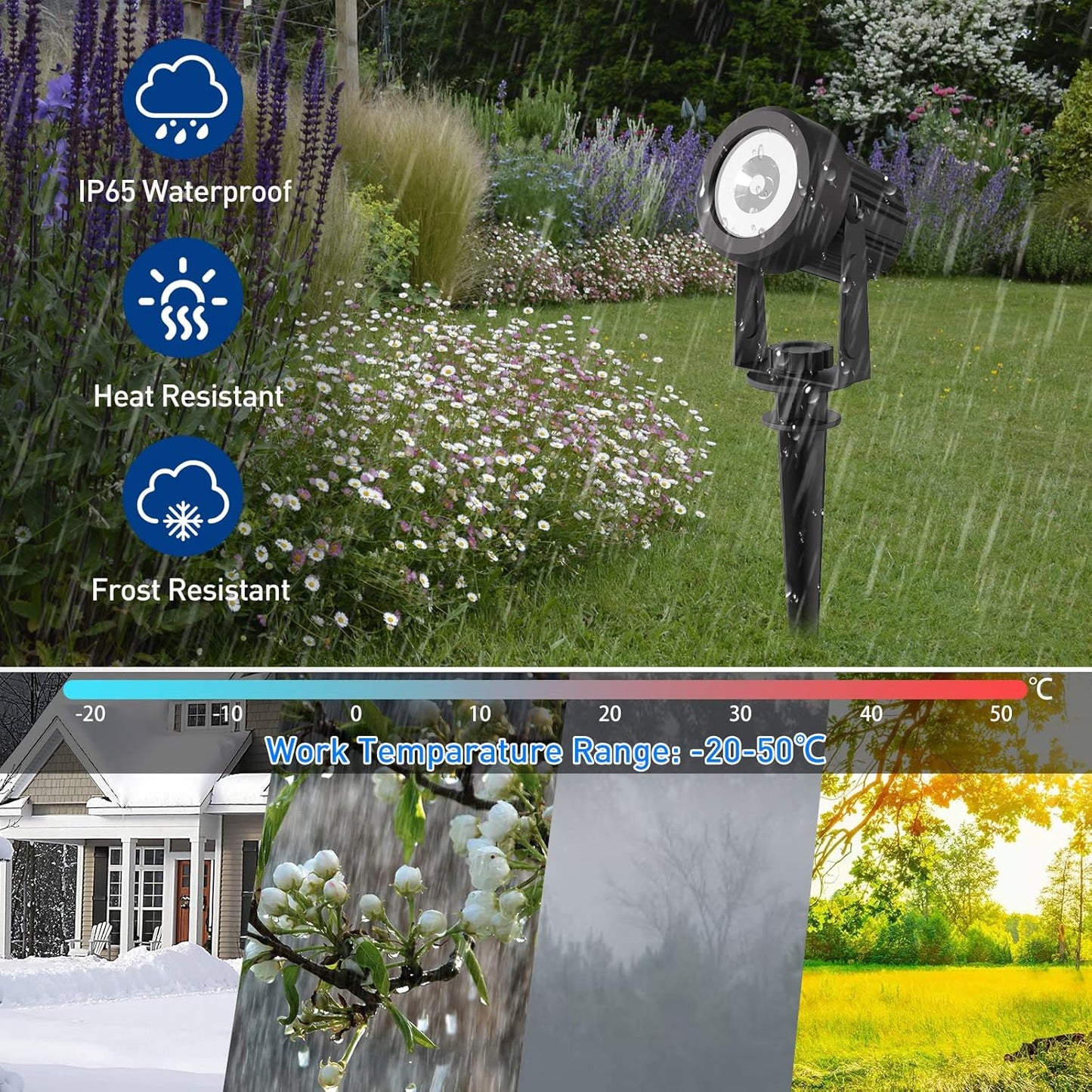 T-SUNUS Solar Spot Lights Halloween Outdoor White 4 Pack IP65 Waterproof Landscape Spotlights 6000K Separate Panel with 9.8ft Cable Auto On/Off for Flag Pond Christmas Trees Driveway Garden Pathway