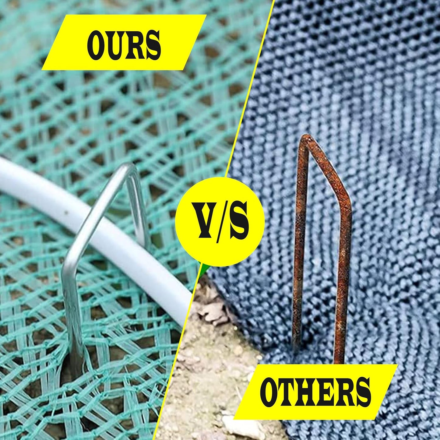 125 Pack x 6 Inch Landscape Staples Galvanised, Fabric Pins, 11 Gauge, Garden Staples, Tent Stakes, Fabric Pins for Lawn, Fence, Tent, Decoration, Weed Barrier, Outdoor. (125 x 6in)