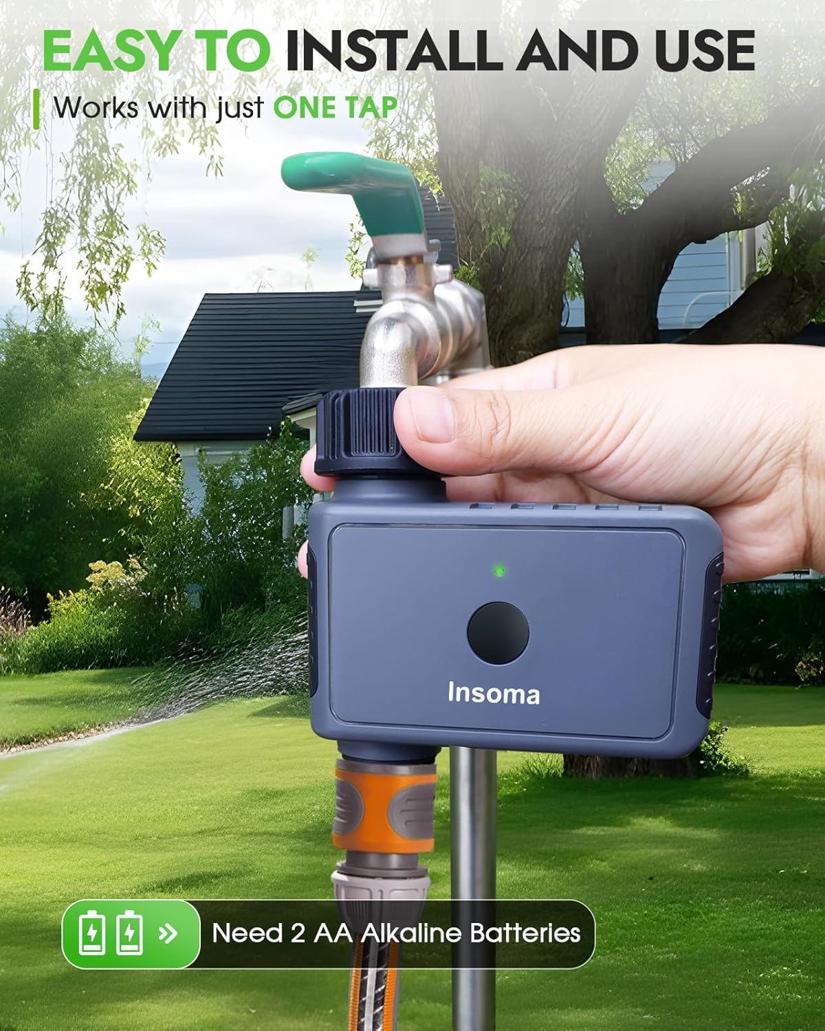 Insoma Sprinkler Timer with Remote Control, Water Hose Timers, Turns Water Off Automatically, Up to 120 Minutes of Run Time, Irrigation Timer for Lawn, Drip, Soaker Hose, and Garden, 1 Outlet