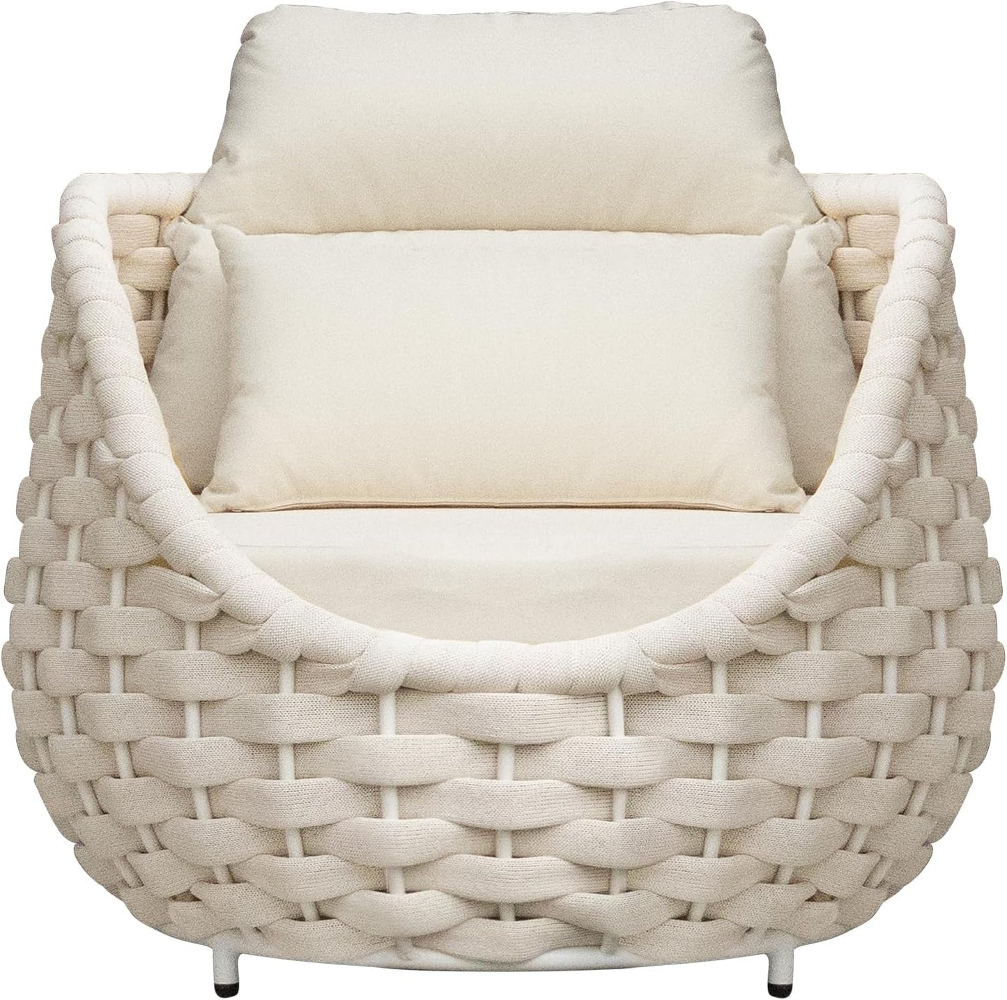 TWT Patio Sofa All-Weather Olefin Rope Balcony Furniture with Cushions & Pillows, Patio Couch Outdoor Patio Furniture Set for Indoor, Balcony, Backyard, Deck, Poolside, Cream
