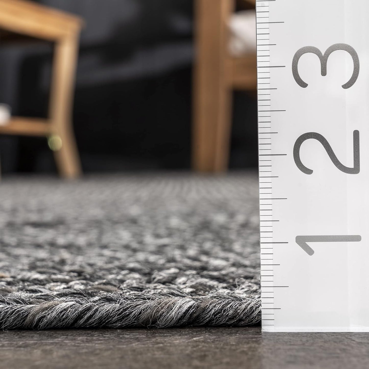 nuLOOM 6' Round Solid Hand Braided Indoor/Outdoor Area Rug, Pet-Friendly, High Traffic, Weather Resistant, for Patio, Balcony, Bedroom, Living, Dining Room, Wynn Charcoal