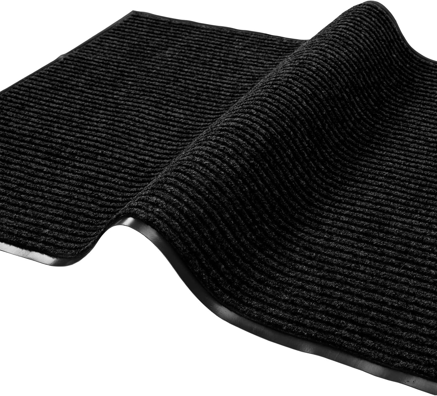 fani Heavy Duty Large Outdoor Indoor Entrance Black Doormat Waterproof Low Profile Entrance Rug Front Door Mat Patio Anti-Skid Rubber Back, 23x35 inch (Black)