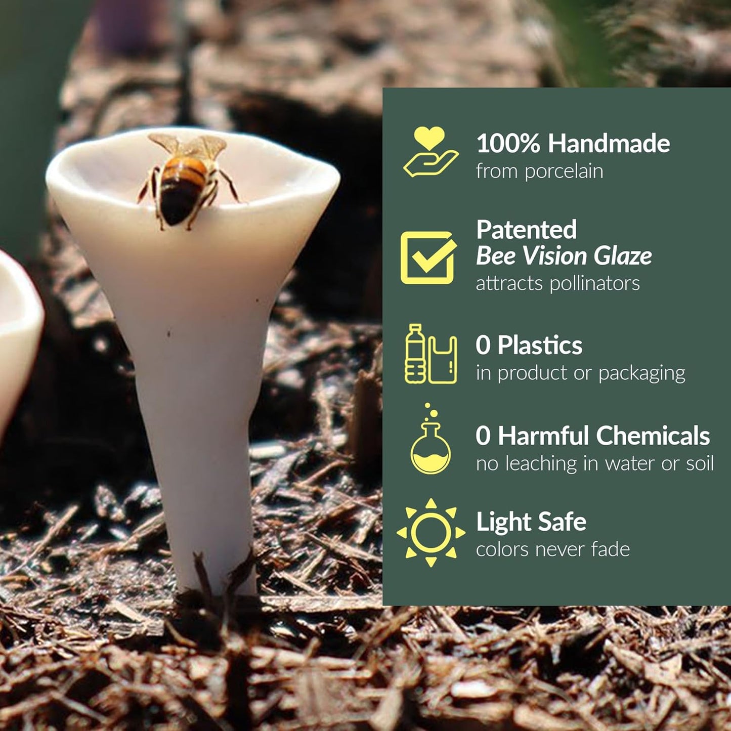 3 Pack, Bee Watering Station, Butterfly Feeder, Bee Feeder, Garden Decor, Bee Decor, Outdoor Garden Decor, Plastic Free, Handmade from Porcelain (3, Cactus)