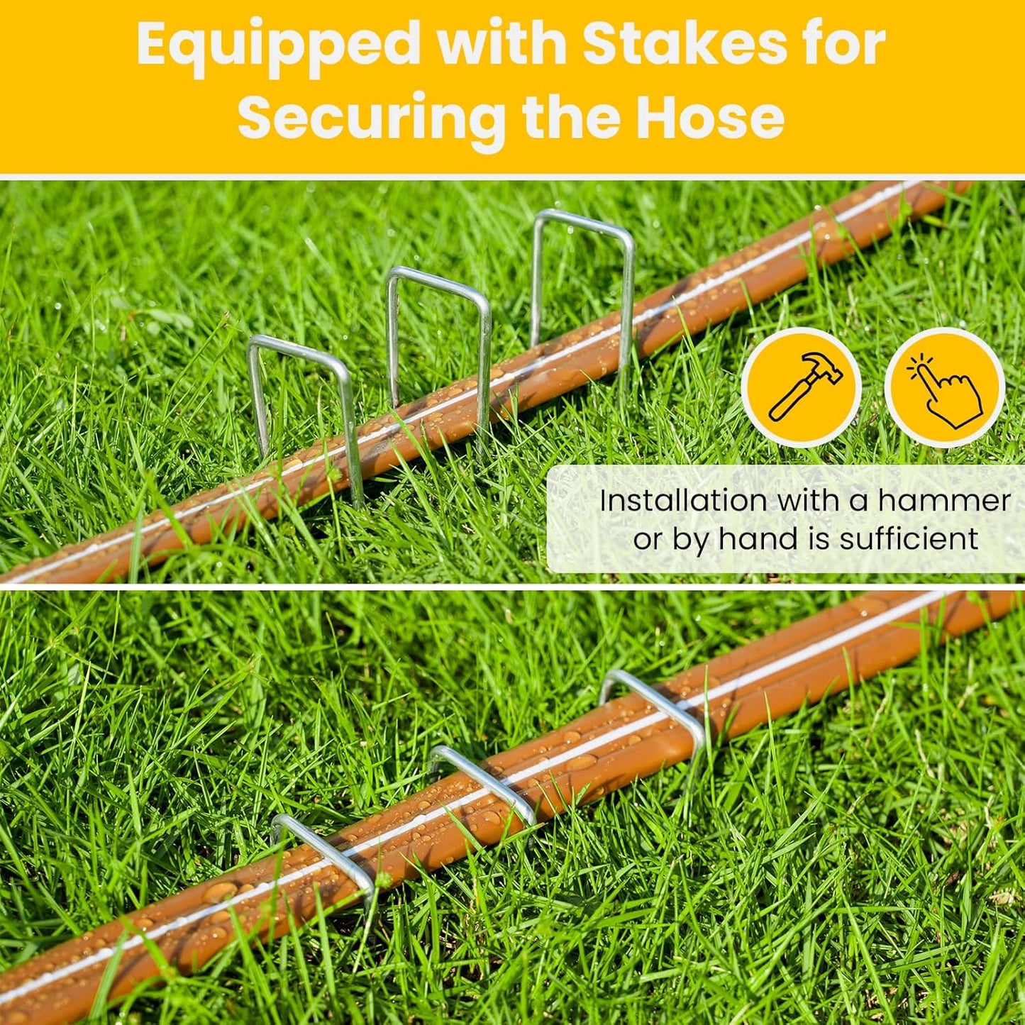 LINEX Sprinkler Soaker Hose 20 ft 2 pack for Garden, Watering Hose with Holes, High-Efficiency Sprinklers System for Lawn and Garden with Staples