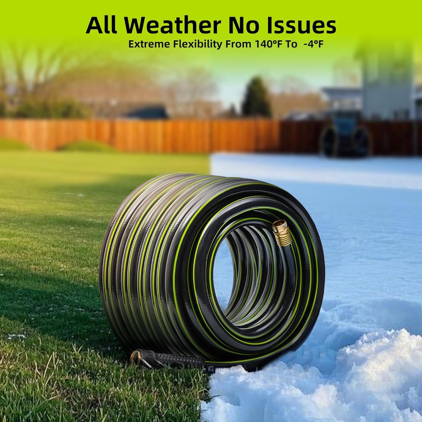 Worth Leader Short Garden Hose 3/4 in. x 10 ft. -No Kink, Flexible, Leakproof, Male to Female Fittings -Heavy Duty Durable PVC Lightweight Water Pipe with Brass Aluminum End for Household & Commercial