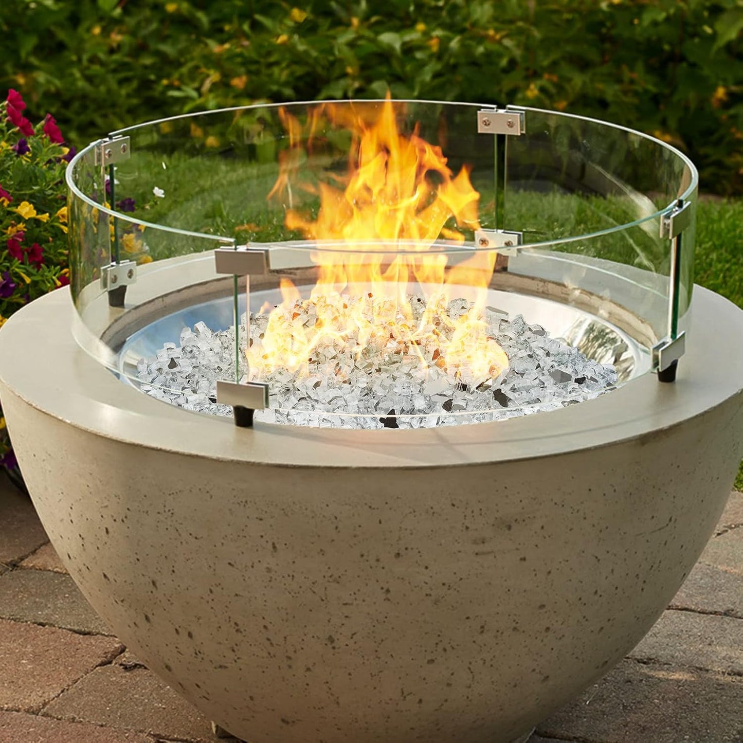 Mr. Fireglass 10 Pounds Fire Glass - 1/4 Inch High Luster Reflective Tempered Glass Rocks for Fireplace Fire Pit Table and Landscaping, Platinum