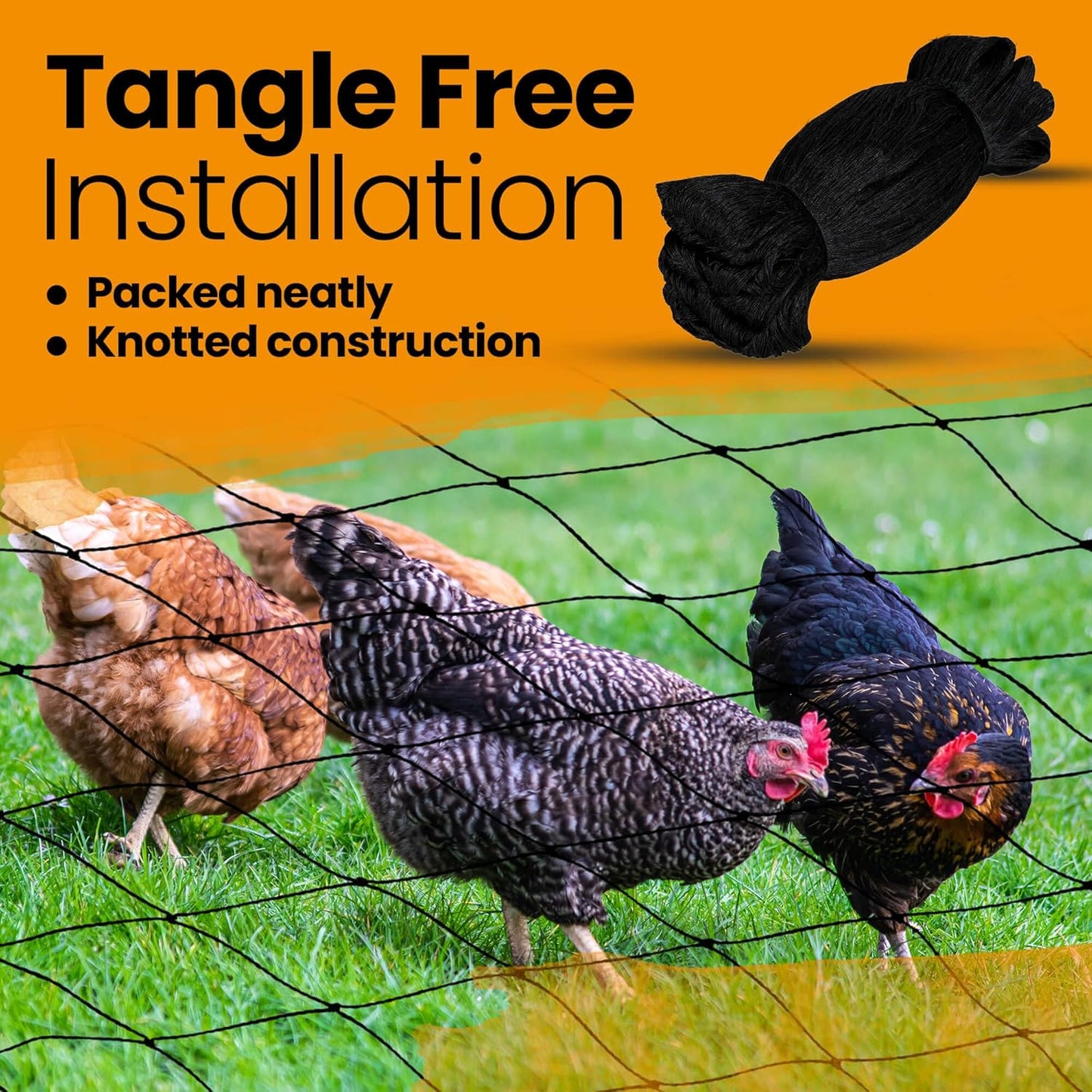 Heavy Duty Bird Netting for Chicken Coops & Runs | Tree & Garden Netting Mesh 1-1/2" | Keep Hawks, Birds & Predators Away | Bird Netting for Blueberry Bushes, Vegetables & Fruit (25' x 50’)