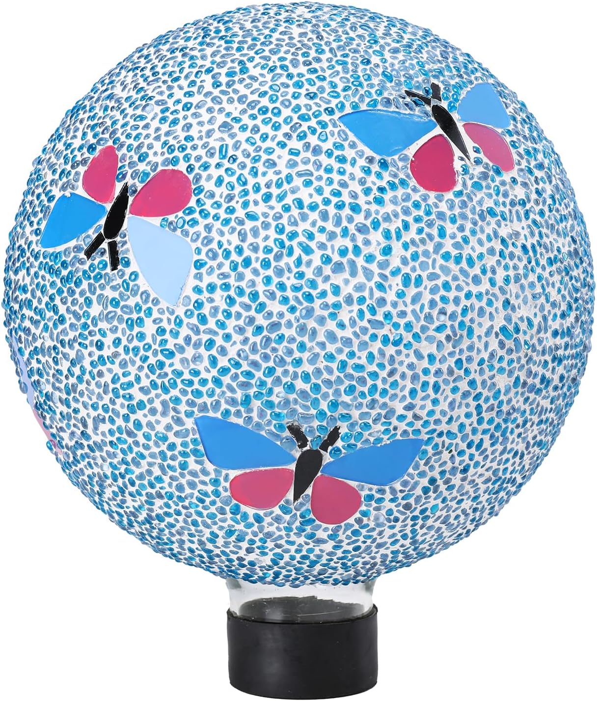 VCUTEKA Gazing Ball, 8" Glass Gazing Balls Sphere for Garden Lawn Outdoor Ornament Yard Decorative, Butterfly
