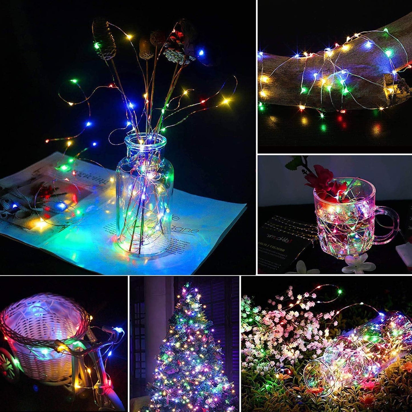 4 Pack Solar Powered Copper Wire String Lights Outdoor, Total 400 LEDWaterproof 8 Modes Fairy Lights for Garden, Patio, Party, Yard, Christmas (Multi-Color)