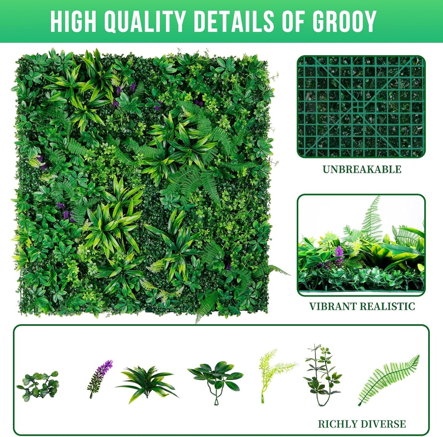 Artificial Boxwood Panels, Grass Wall Panels 20"x20"(8pcs), Privacy Hedge Fence Screen with UV Protection, Fake Greenery Backdrop for Indoor Wedding and Outdoor Garden Backyard