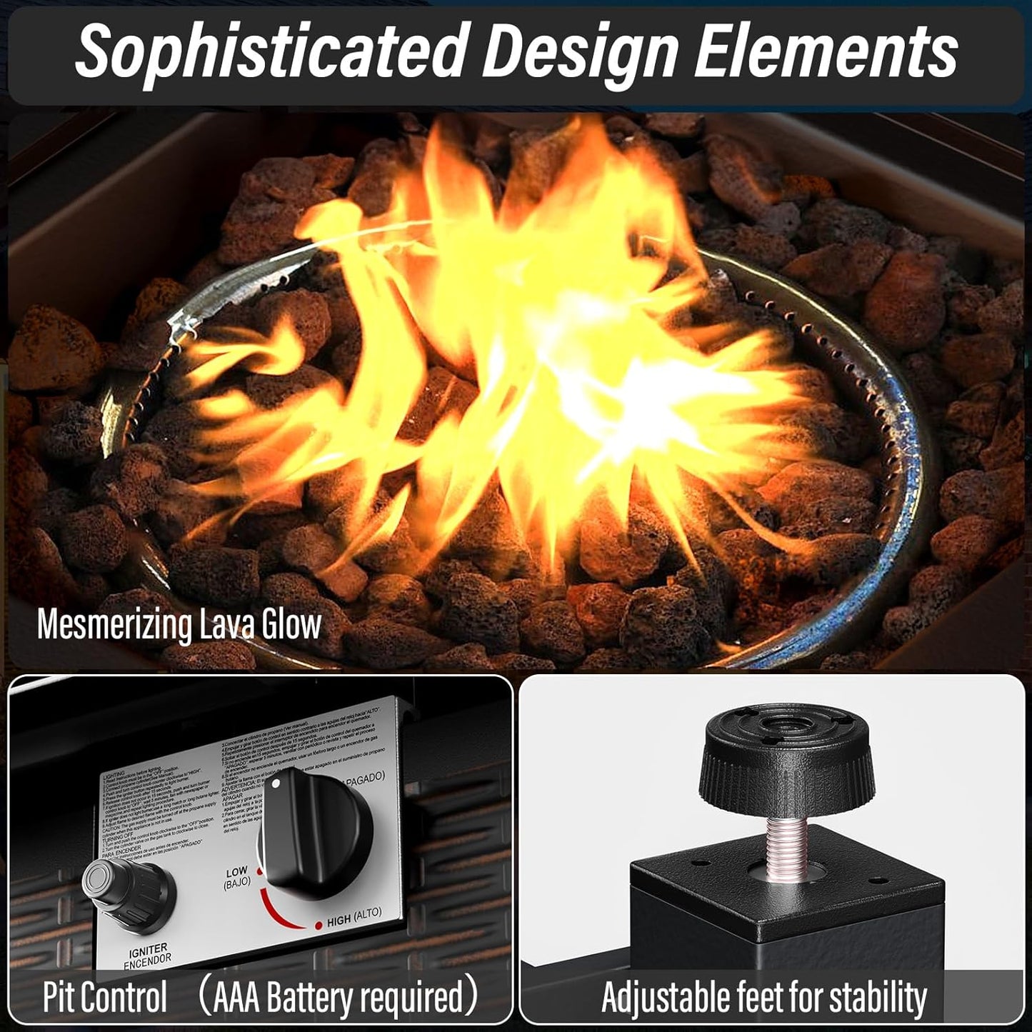 7-Piece Modern Gray Wicker Patio Conversation Set - 4 Swivel Glider Chairs & 50,000 BTU Propane Fire Table