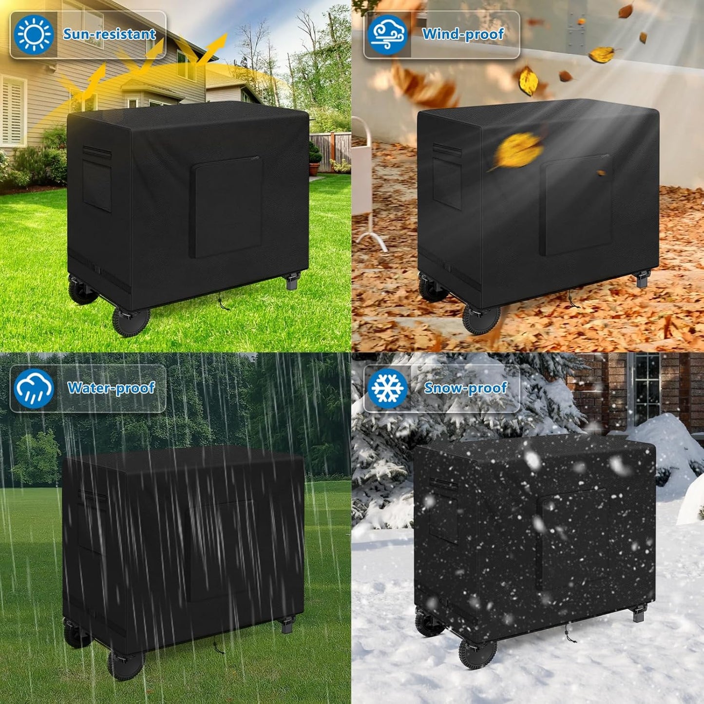 SIRUITON Outdoor Bar Cart Cover for 34 Inch Portable Outdoor Table, Heavy Duty 600D Oxford Fabric Outdoor Waterproof BBQ/Worktable Metal Movable Table Cover