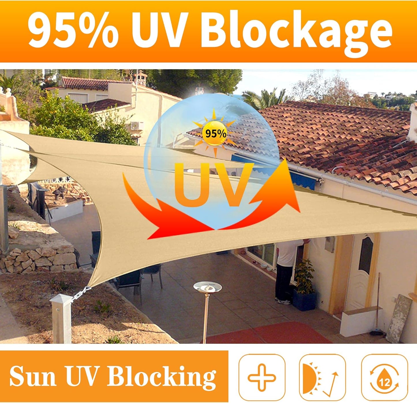 16' x 23' Green Rectangle Sun Shade Sail SSP1212 Canopy Durable Fabric UV Block Awning We Make Custom Orders