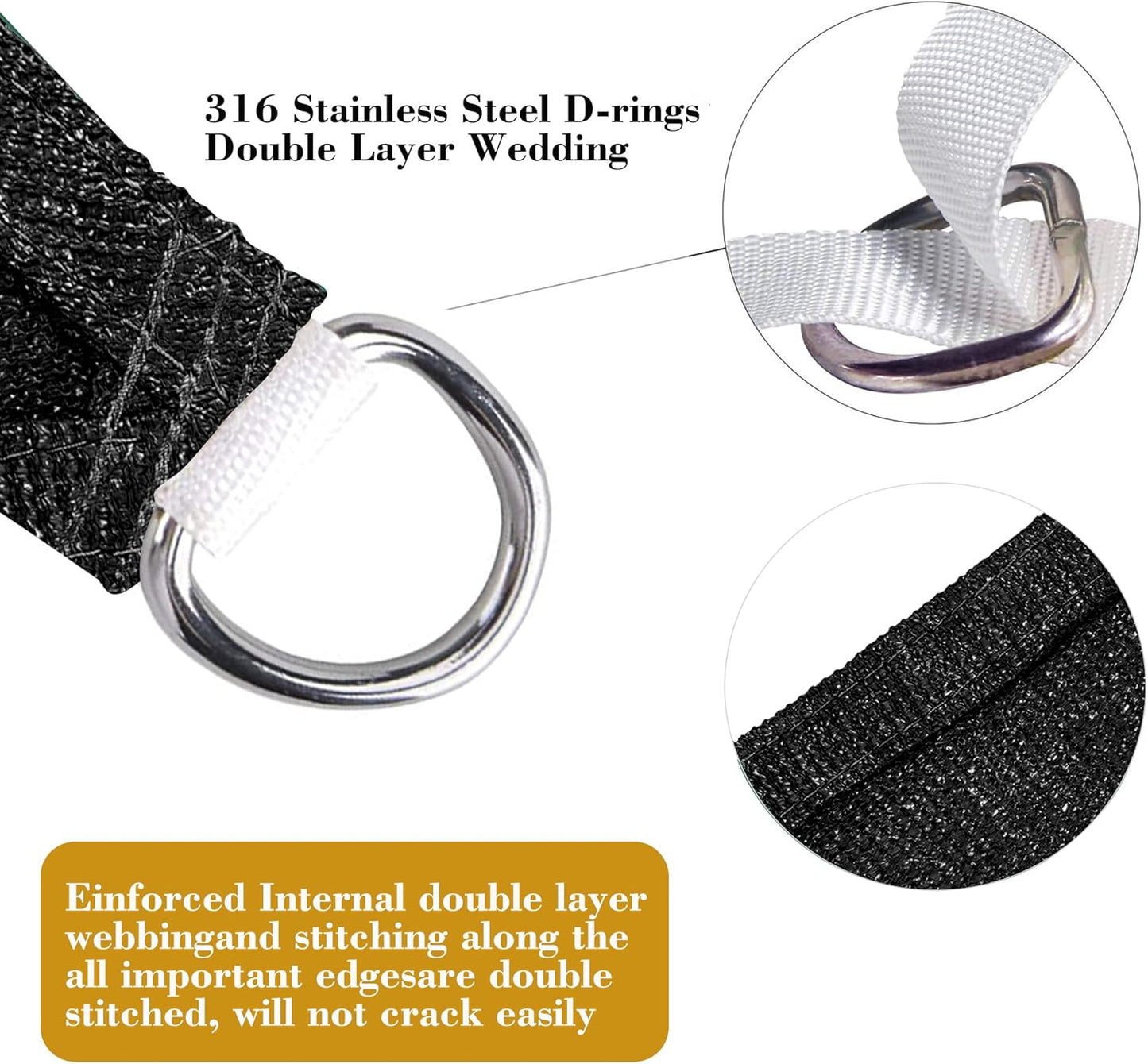 13' x 19' Black Rectangle Sun Shade Sail SSP1212 Canopy Durable Fabric UV Block Awning We Make Custom Orders
