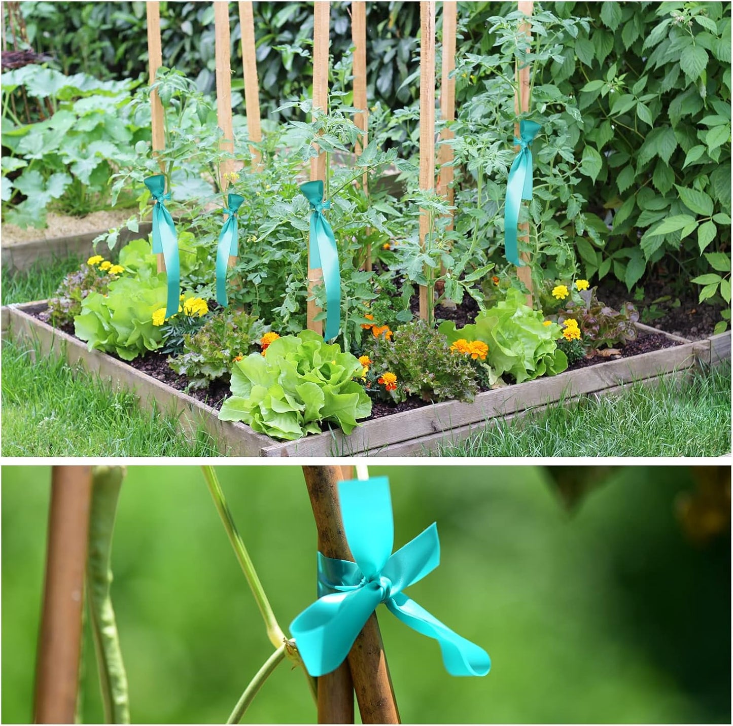 4 Rolls Stretch Tie Tape, 1” Wide 200FT Reusable Garden Plant Ties Green Tapes for Plants, Thick Garden Vinyl Stake Ribbon for Branches Flowers Tomatoes Indoor Outdoor Greenhouse