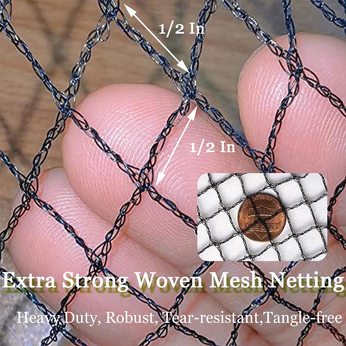 Meanchen Bird Netting for Garden 25x25Ft, 1/2" Mesh Garden Netting,Heavy Duty Deer Netting,Protect Vegetable Plants and Fruit Trees,Garden Mesh Fence for Blueberry Bushes.