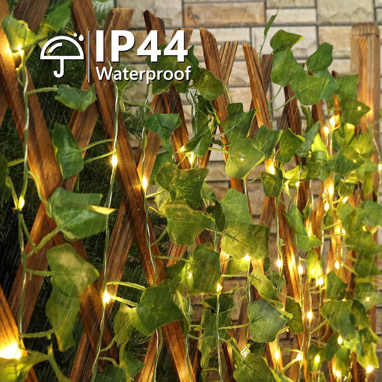 Brizled Solar Vine String Lights, 33ft 100 LED Solar String Lights, 8 Modes Artificial Ivy Leaf Solar Plant Vine Lights, Outdoor Ivy Fairy Lights for Outside Wedding Garden Fence Wall Hanging Decor