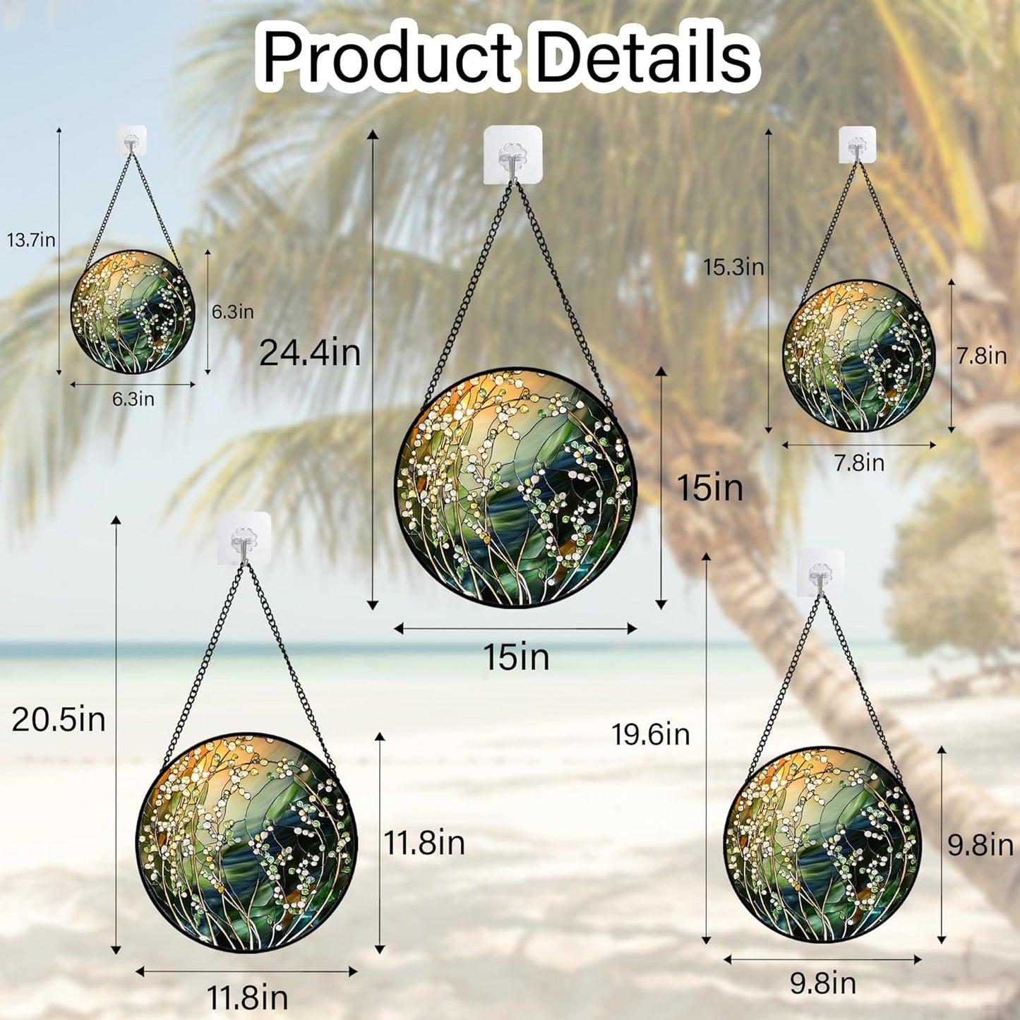 Stained Glass Suncatcher, Yellow Green Gradient Flower Sun Catcher Plants Stain Glass Window Hanging Decoration Mother's Day Birthday Gifts for Women Men Mom and Nana 9.8 in