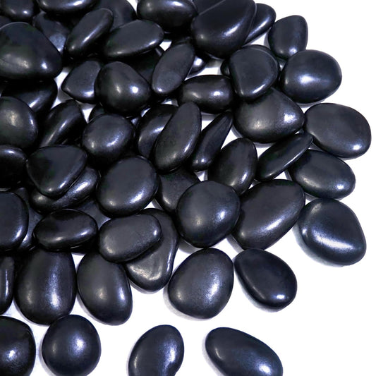 5lbs River Rocks, 1-2Inch Decorative Ornamental Natural Pebbles for Garden Couryard Landscaping Stones, Gravel Filler for Fish Tank,Vases,Home Decor,Aquariums,Animal Habitat, Black