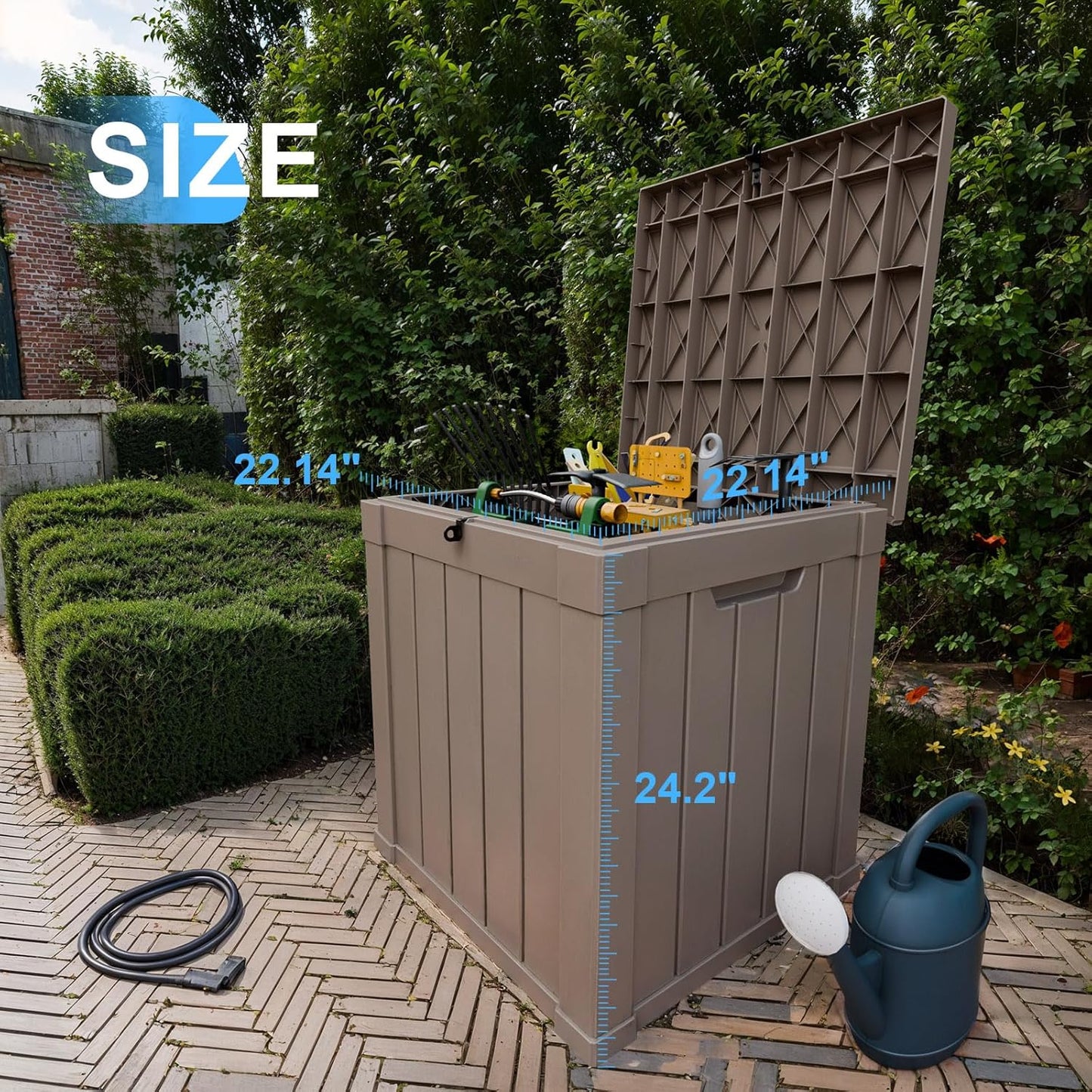50 Gallon Waterproof Outdoor Storage Box,Resin Deck Box,Lockable Outside Storage Box Container for Patio Furniure,Garden Tools (50 Gallon,Grey)