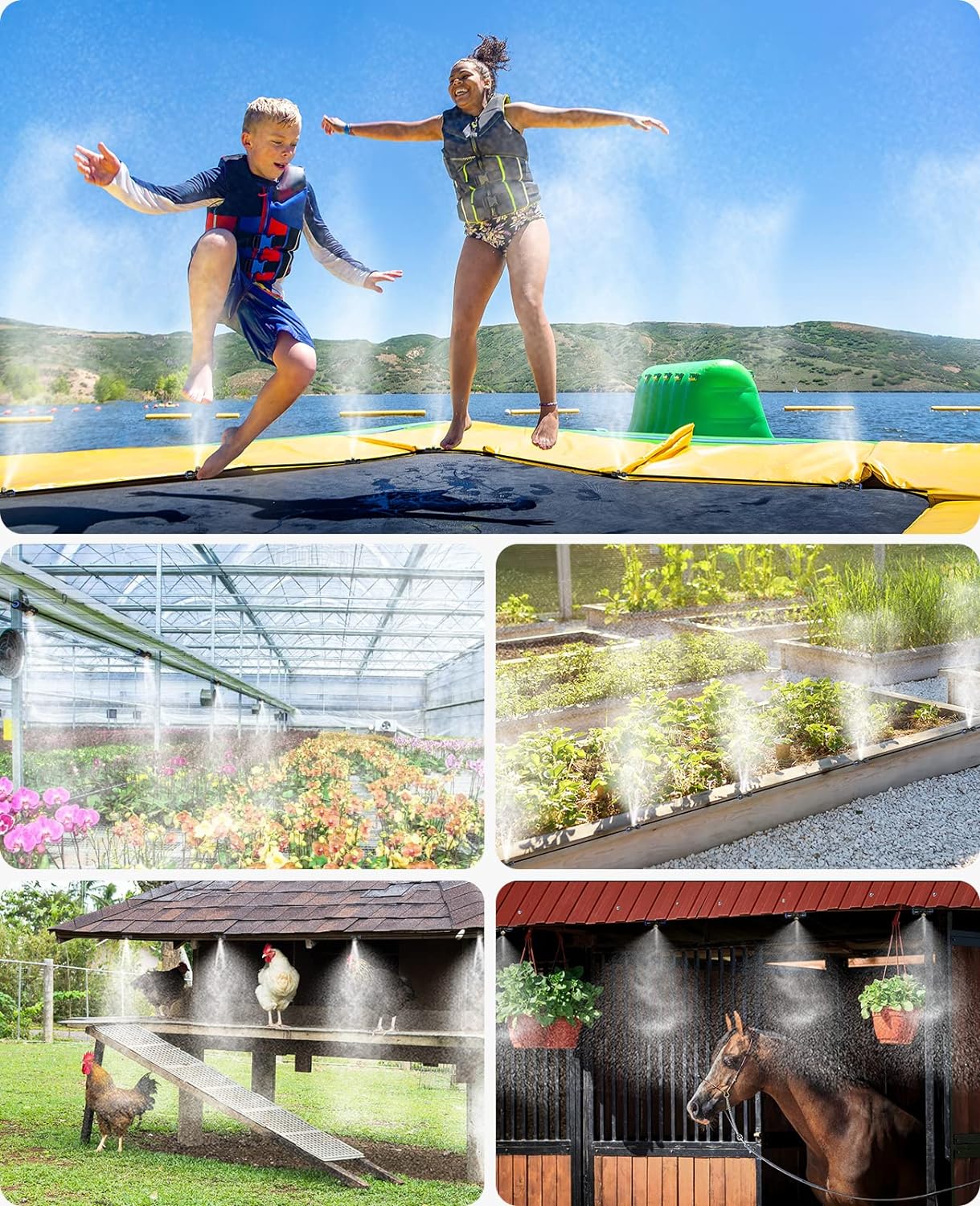 homenote Misting Cooling System 75FT (23M) Misting Line + 28 Brass Mist Nozzles + Brass Adapter(3/4") Outdoor Mister for Patio Backyard Garden Greenhouse Watering