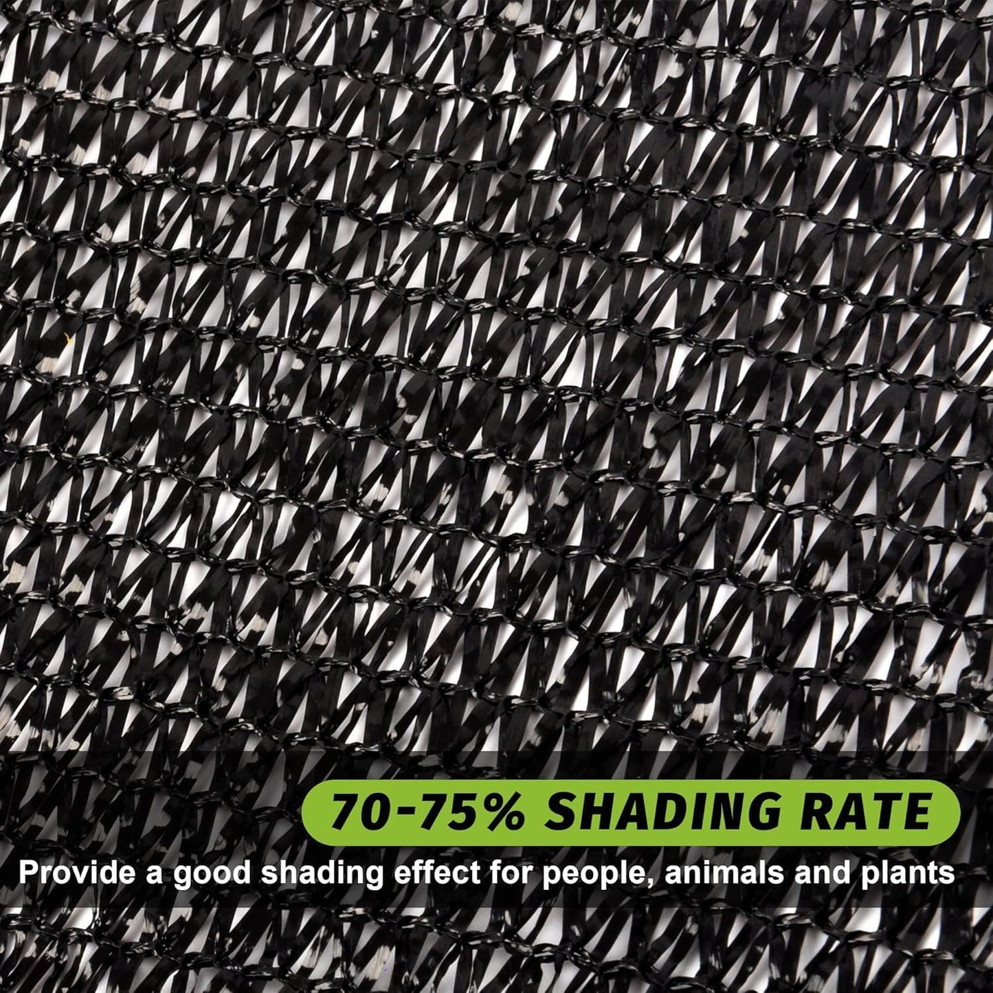 Garden expert 75% Black Shade Cloth 10x10FT Taped Edge with Grommets Sun Net Mesh for Garden Patio Backyard UV-Resistant
