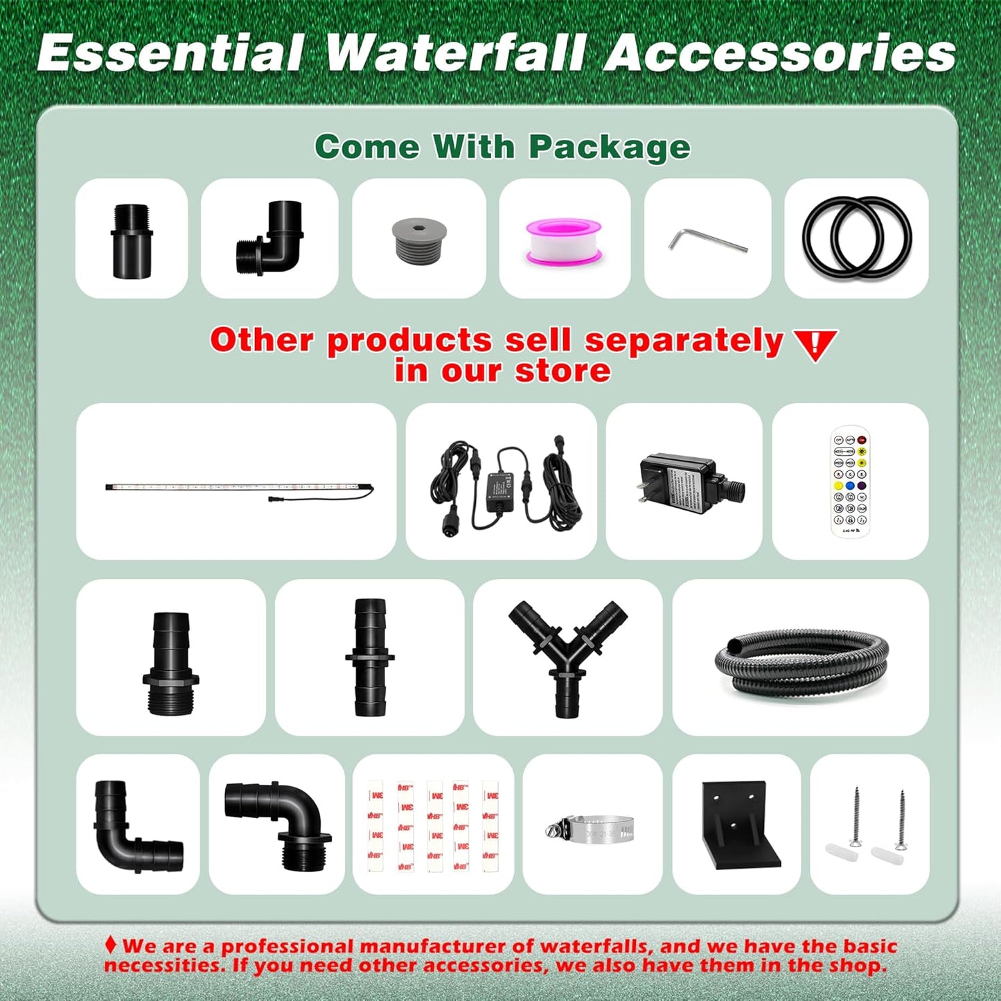 Pool Fountain, LONGRUNNEW Transparent Acrylic Pool Waterfall Spillway with Pipe Connector Kits for Indoor/Outdoor Decorative, 23.6 Inches Pool Water Feature for Garden Patio, Backyard Koi Pond Decor