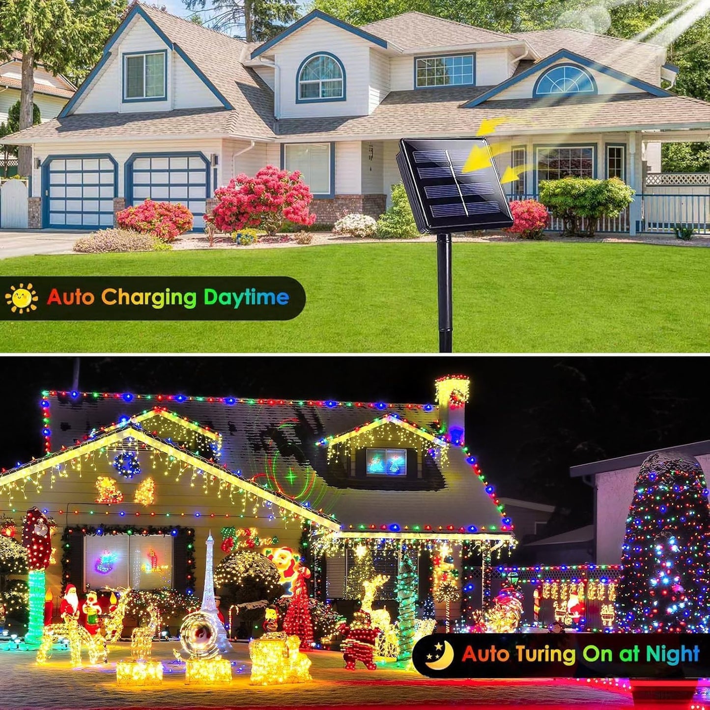 Extra-Long Solar String Lights Outdoor, 4-Pack 400 LED Solar Fairy Lights for Outside Waterproof, Copper Wire 8 Modes Twinkle Fairy Light for Tree Garden Party Xmas Wedding Decor(Multicolor)