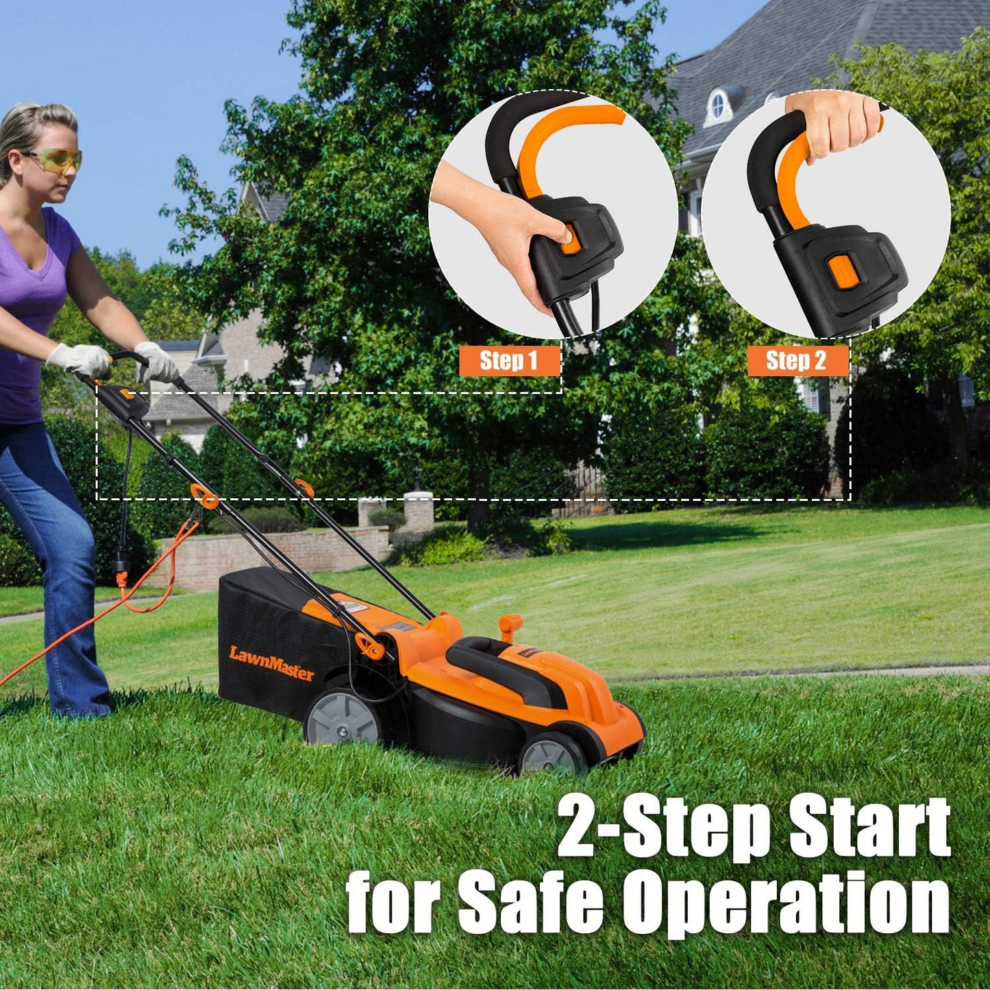 LawnMaster MEB1014K Electric Lawn Mower 15-Inch 11AMP, 11AMP 15-Inch