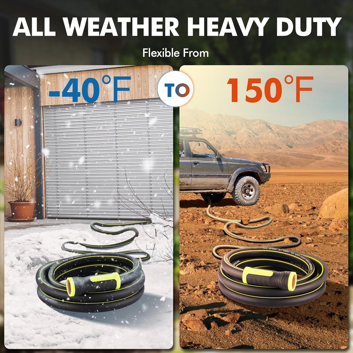 Garden Hose Set 200FT - PHLEX PRO Heavy-Duty Premium 5/8'' Rubber 3-Layer Water Hose - Innovation Flexible Hybrid Lightweight Water Hose with 10 Pattern Spray Nozzle, Full Brass Male to Female Fitting