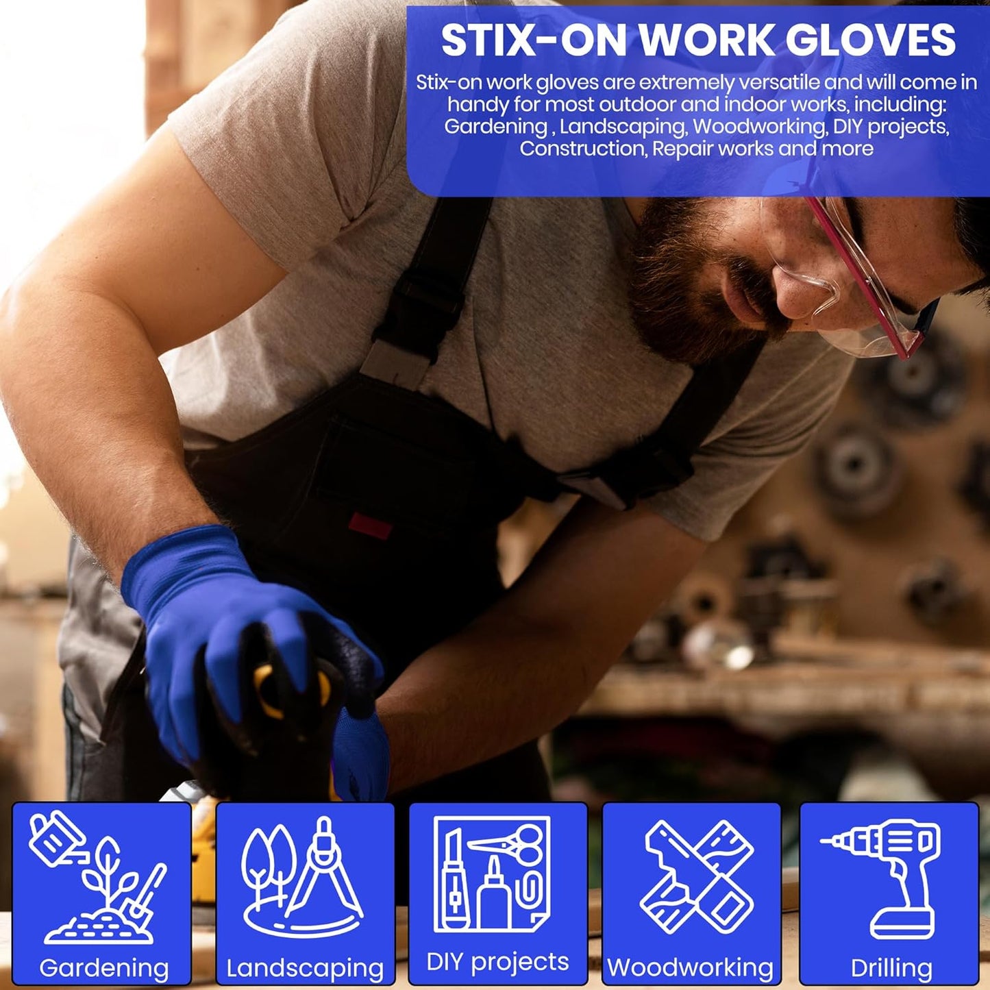 10 OR 20 Pairs Work Gloves–Heavy Duty Rubber Coated Safety Work Gloves–Multipurpose Gloves