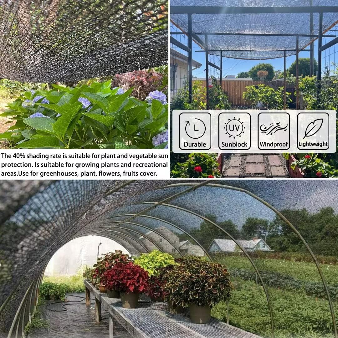 QLOFEI Shade Cloth for Garden, 40-50% Sunblock Mesh Tarp Shade Cloth with Grommets, Easy to Hang Sun Screens for Plants Greenhouse, Sun Shades Outdoor Patio Kennel Chicken Coop Pergola, 10x24 FT