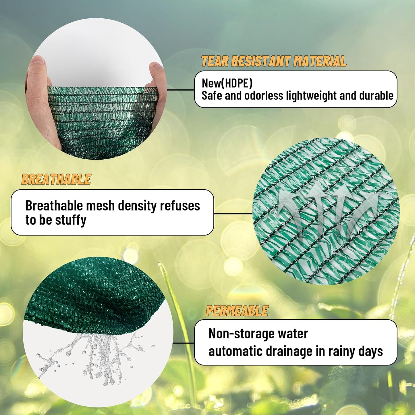 Cool Area 40% 6.5x10ft Sunblock Shade Cloth Cover Mesh UV Resistant Net for Garden Flower Plant Greenhouse, Green