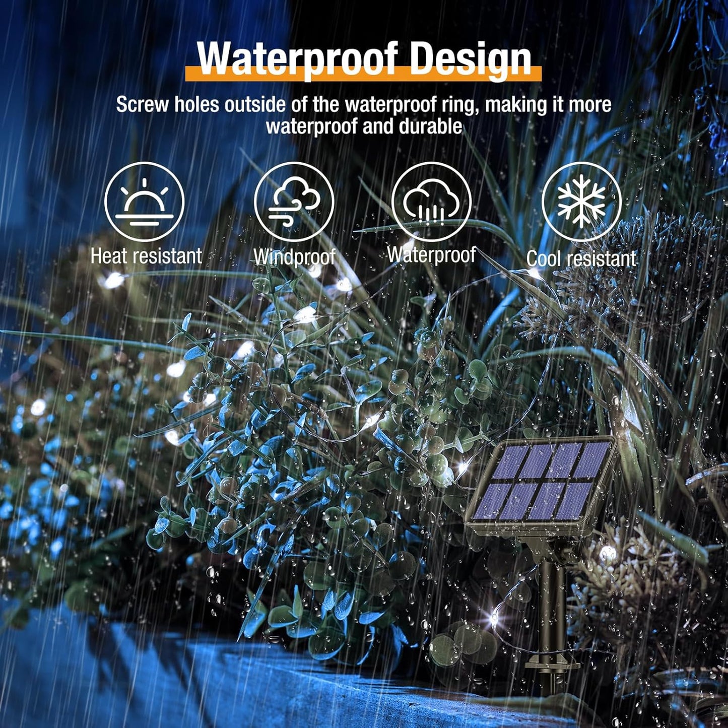 2-Pack Solar String Lights Outdoor, 160LED 66FT Solar Fairy Lights Waterproof 8 Modes Copper Wire Solar Powered Twinkle Lights for Outside Garden Patio Tree Christmas Wedding Party Decor (Cool White)