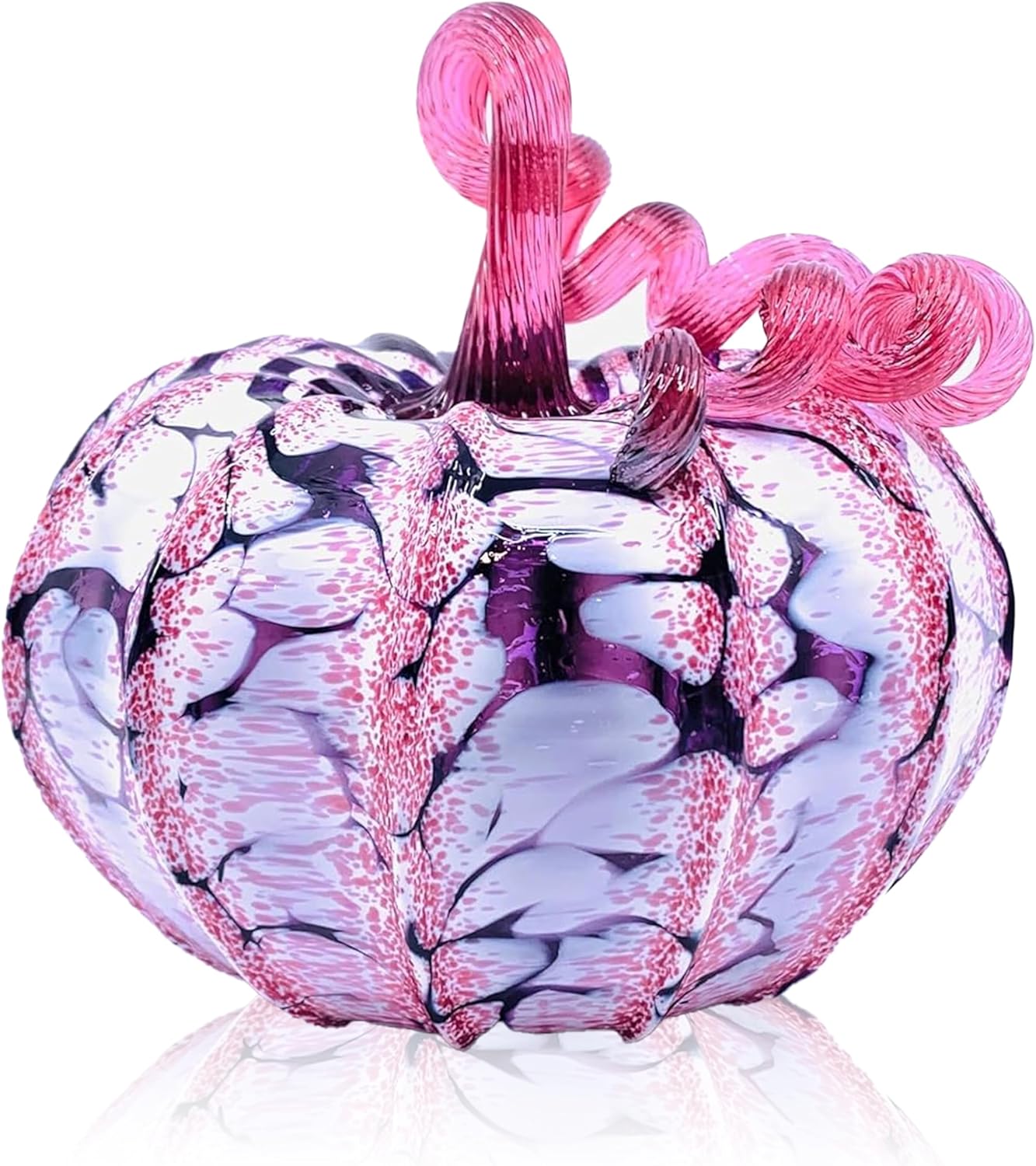 Luke Adams Glass Handmade Glass Pumpkins Handmade Table Top Home Decor (Squat, Cherry Blossom)