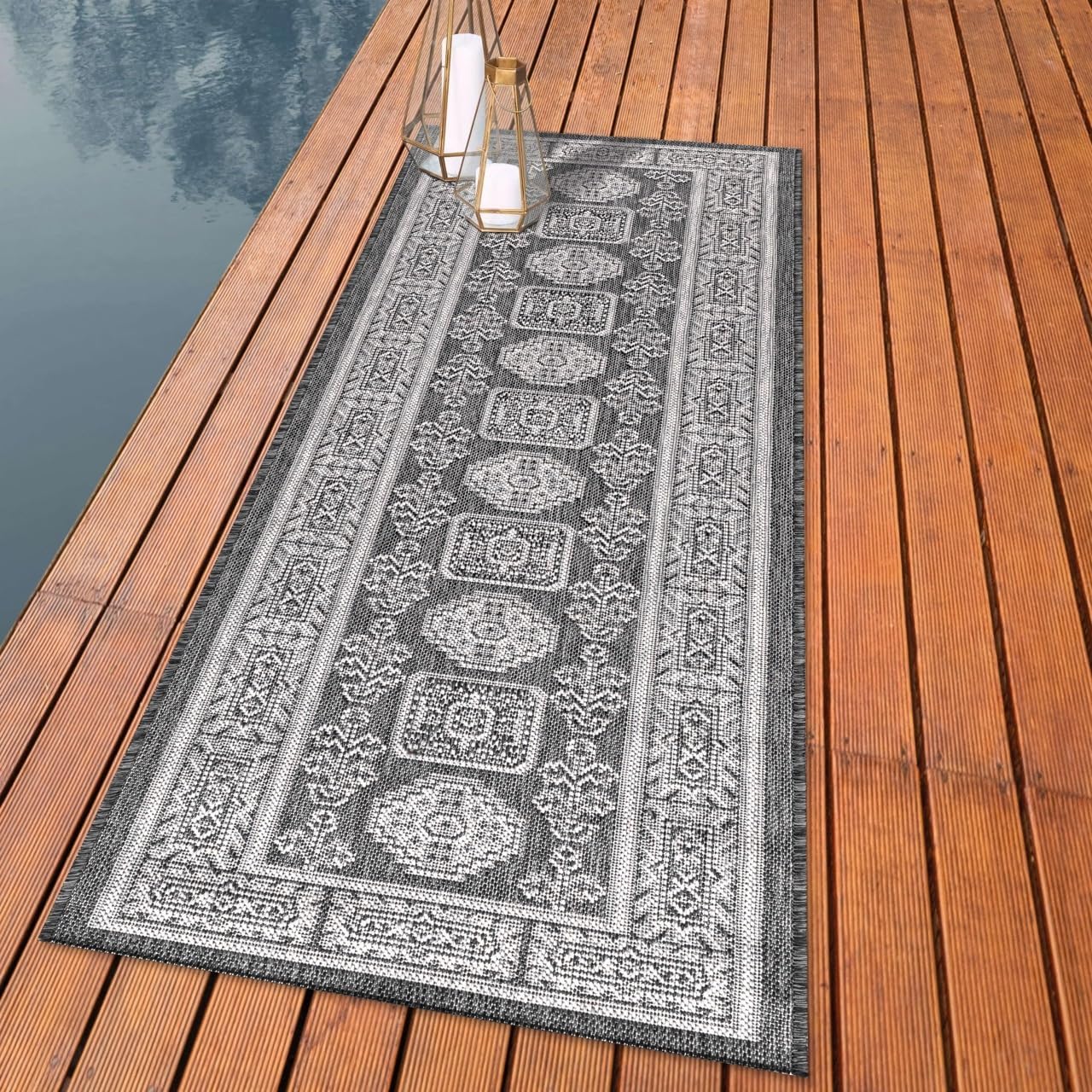 Keen Home Design Terrace Outdoor Runner Rug - 2x12 Washable Indoor/Outdoor Rug for Patio, Kitchen, Balcony, Beach, Garden, Deck and Porch, Size: 2'2"x11'10"