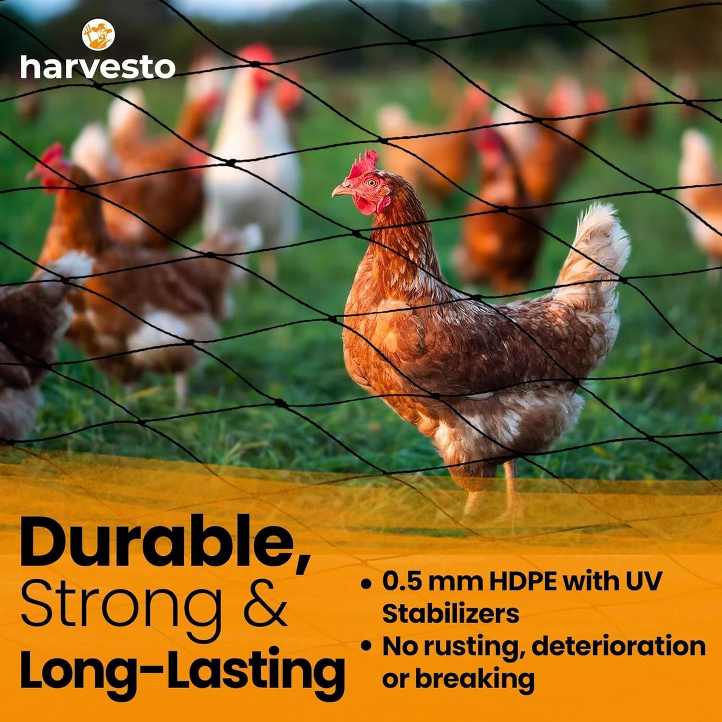 Heavy Duty Bird Netting for Chicken Coops & Runs | Tree & Garden Netting Mesh 1-1/2" | Keep Hawks, Birds & Predators Away | Bird Netting for Blueberry Bushes, Vegetables & Fruit (25' x 25’)
