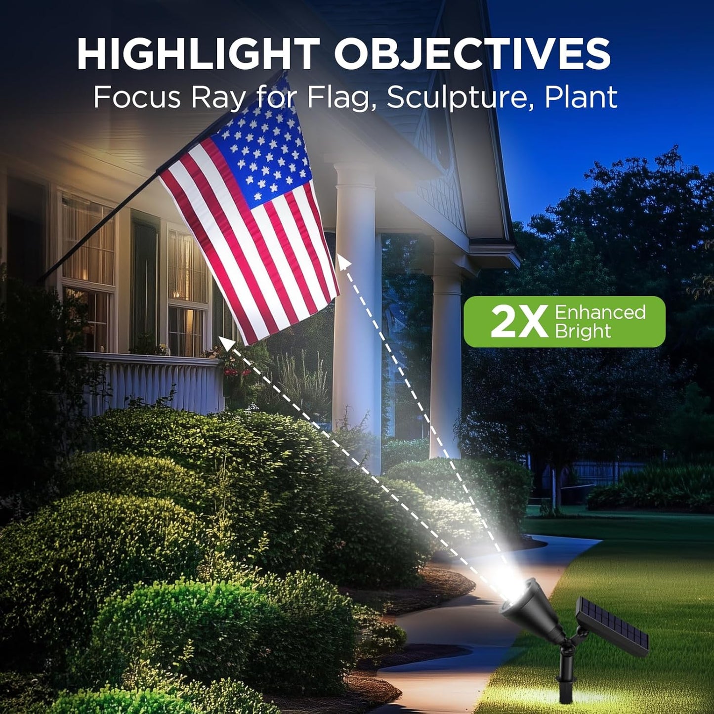 InnoGear Solar Lights Outdoor Lighting Waterproof Landscape Spotlights Uplighting for Outside Flag Garden Trees Yard Pathway Wall Auto On/Off, Pack of 4 (Cool White)
