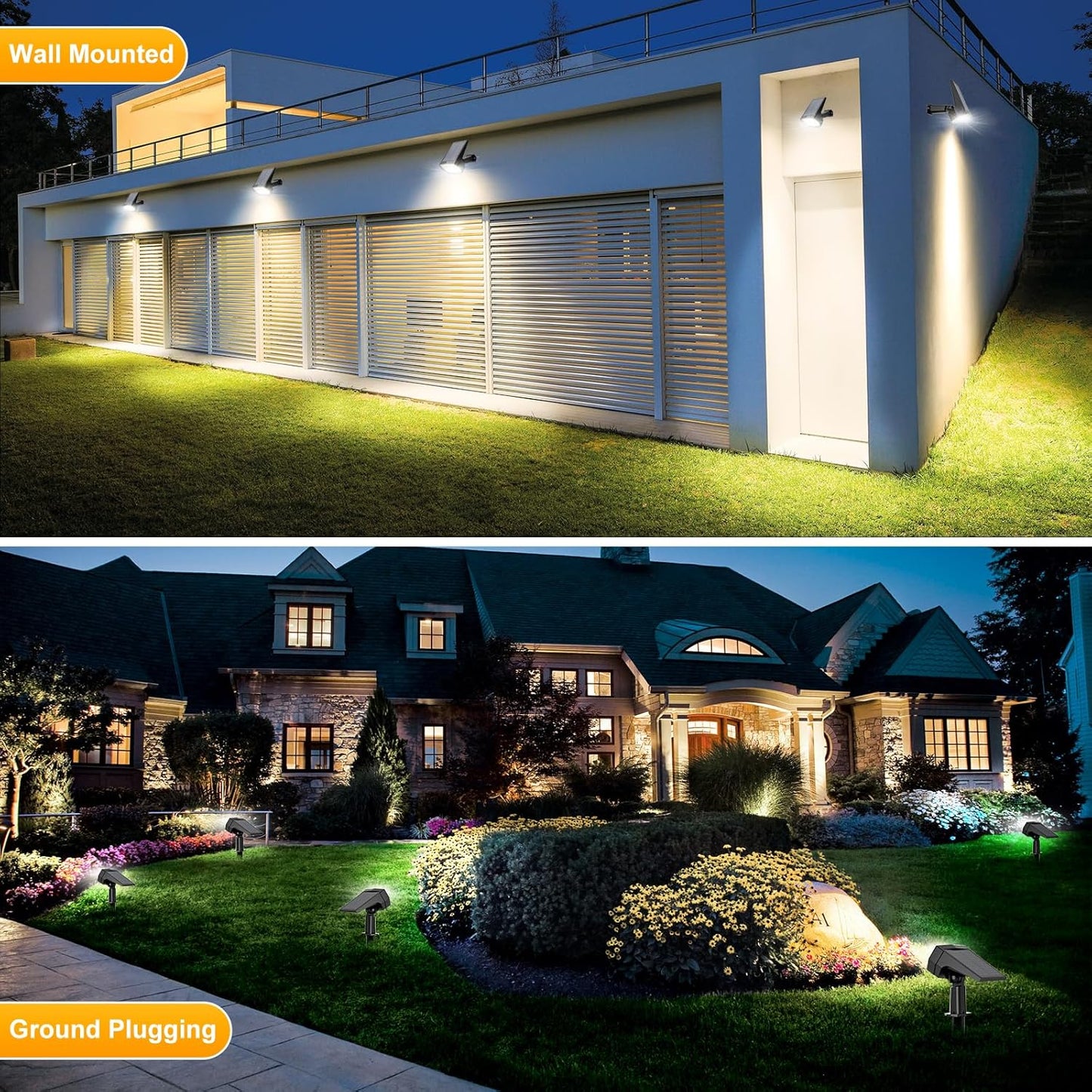 Fabrito 72 LEDs Solar Spot Lights Outdoor Waterproof, 3 Modes Landscape Spotlights, Dusk to Dawn Solar Powered Flood Wall Lights for Outside, Solar Garden Lights for Yard Porch 2 Pack (Cool White)
