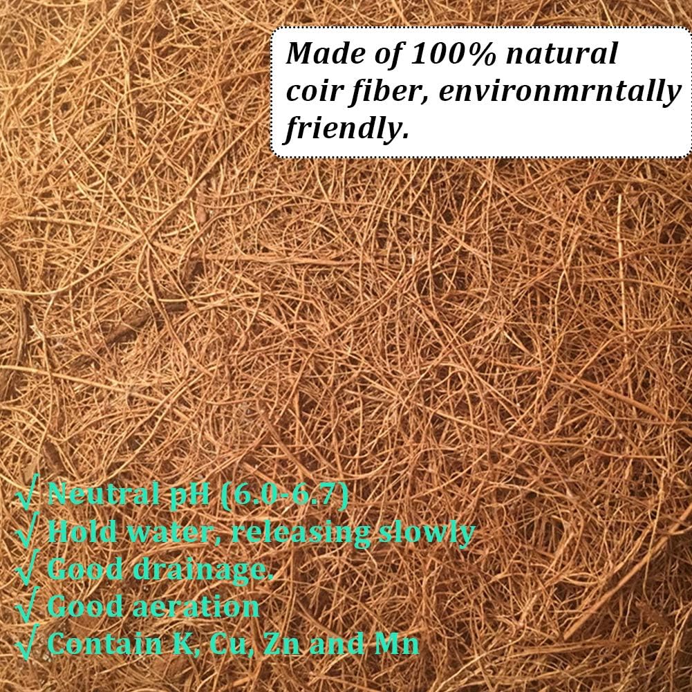 2PCS Half Round Replacement Coco Liner for Hanging Basket Wall Flower Basket Half Circle Wall Planter Coconut Fiber Plant Basket Liner for Garden Planter Flower Pot (16 inch)