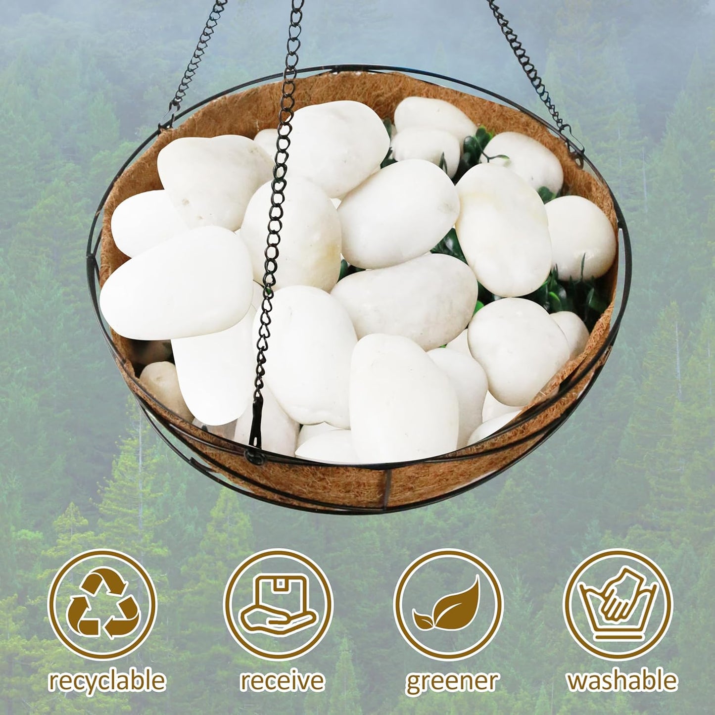 Sunnyglade 5LBS White River Rocks, 2-3 Inch Natural Pebbles for Indoor Plants, High Polished Decorative Stones Vase Filler Fish Tank Aquariums Landscaping Garden Outdoor and Indoor DIY (5 Pounds)